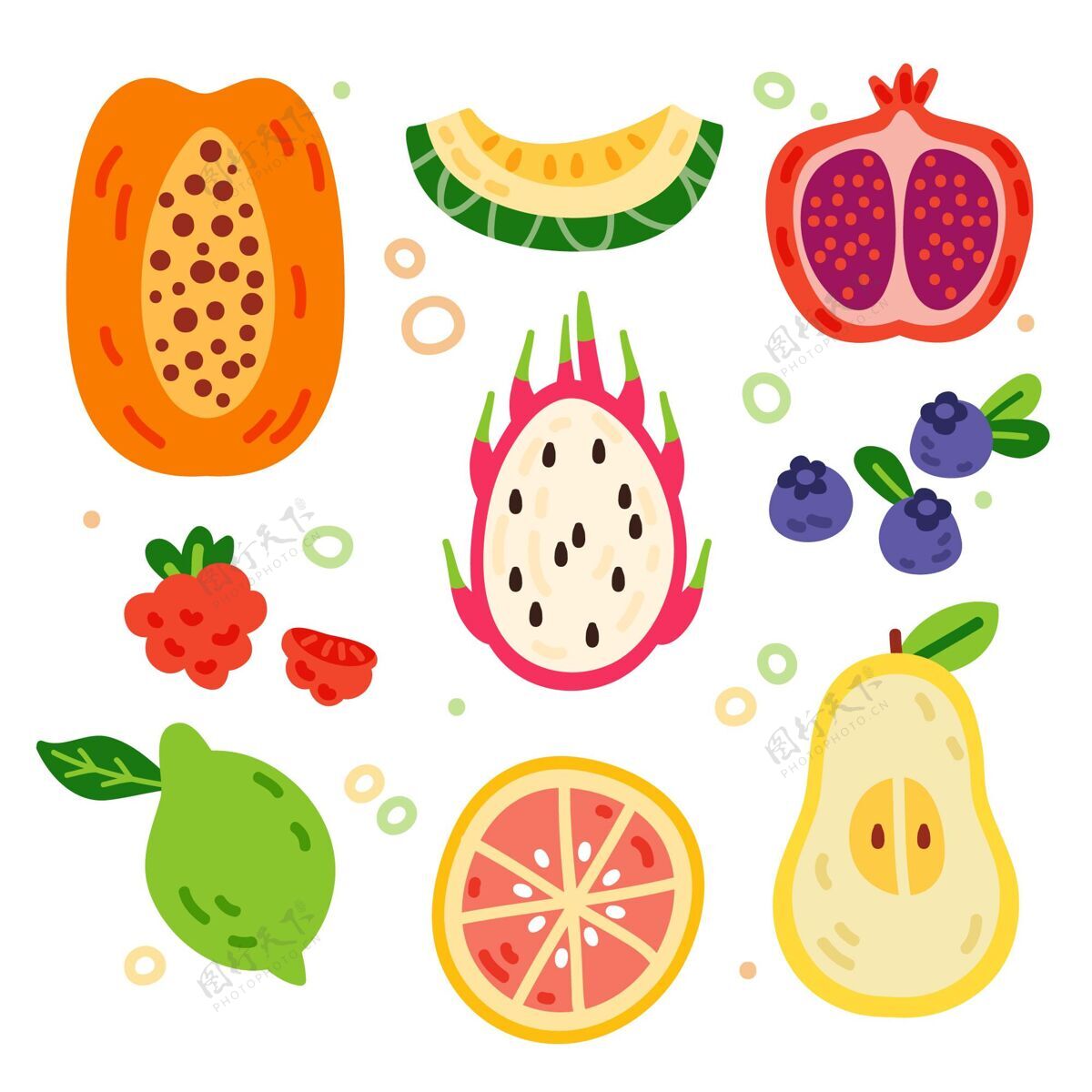 水果套装手绘水果系列包装营养分类