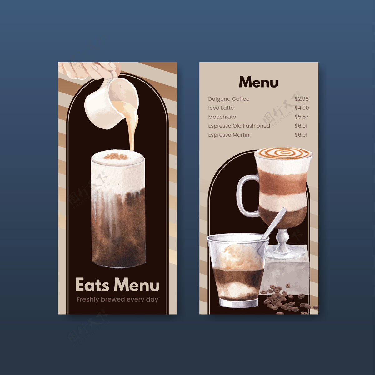 食物菜单模板加咖啡广告咖啡馆卡布奇诺