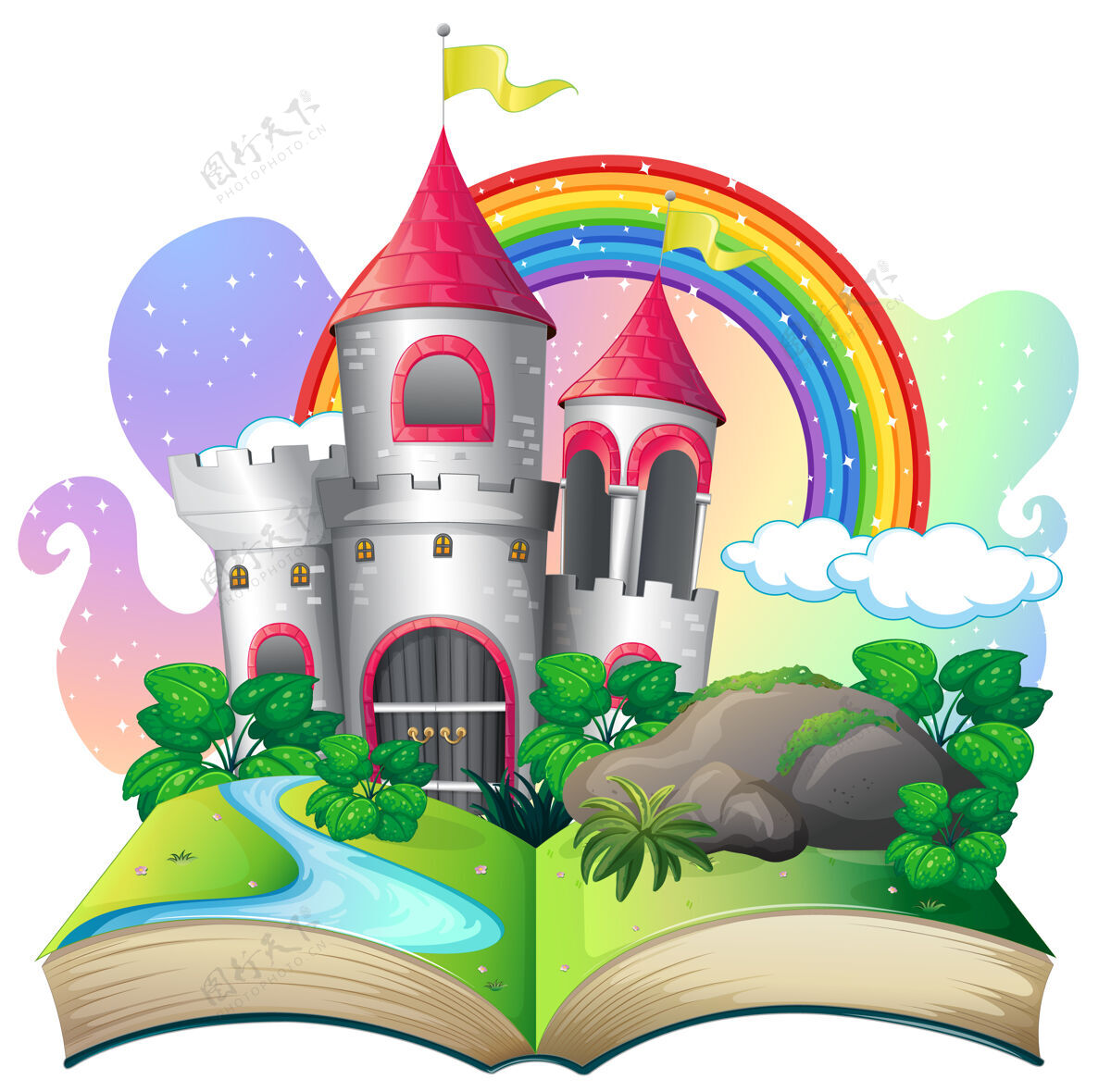 童话三维弹出与城堡童话主题书教育标牌卡通