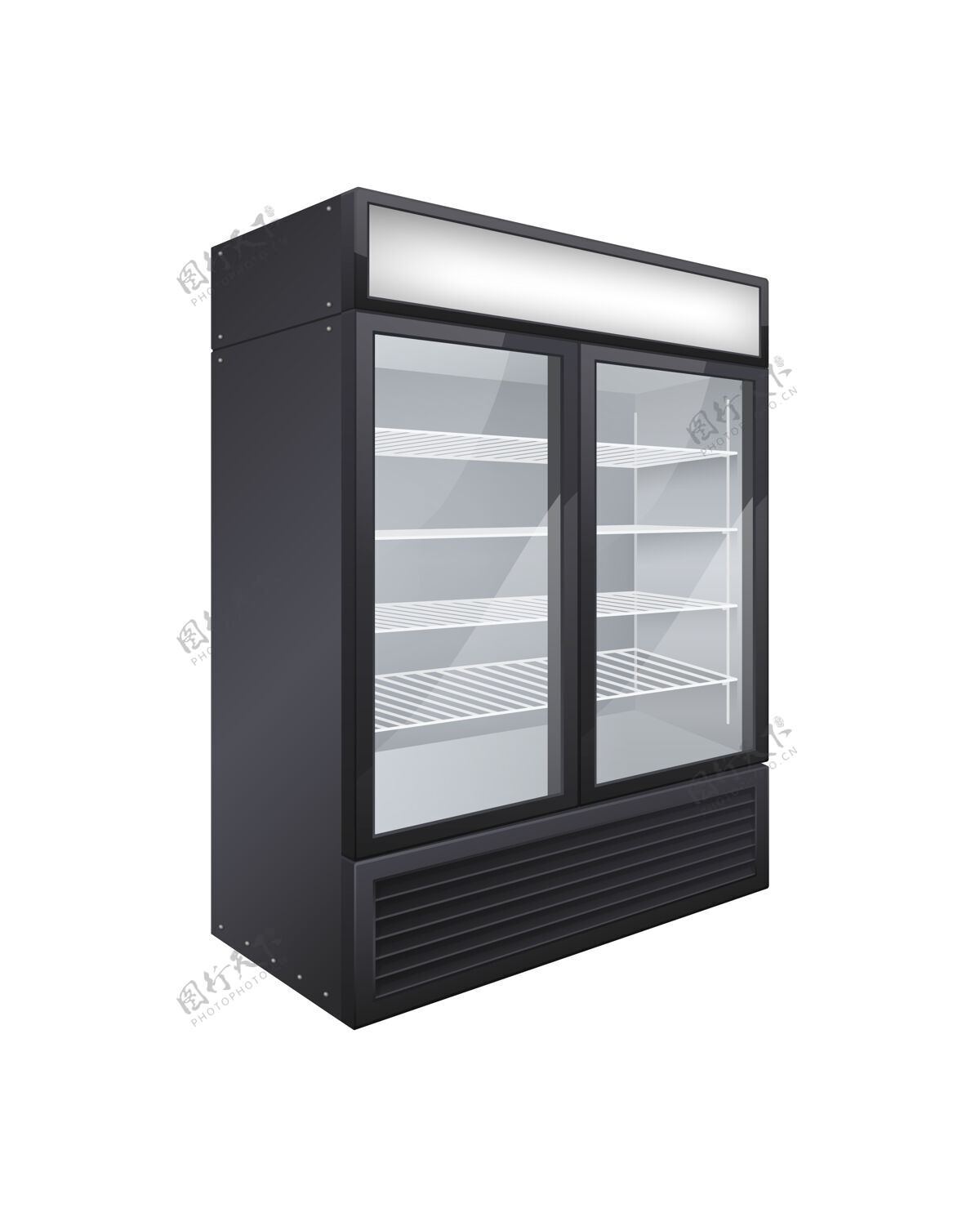 封闭商用玻璃门饮料冰箱真实构图与孤立的双门店冰箱形象冰箱冷却器满