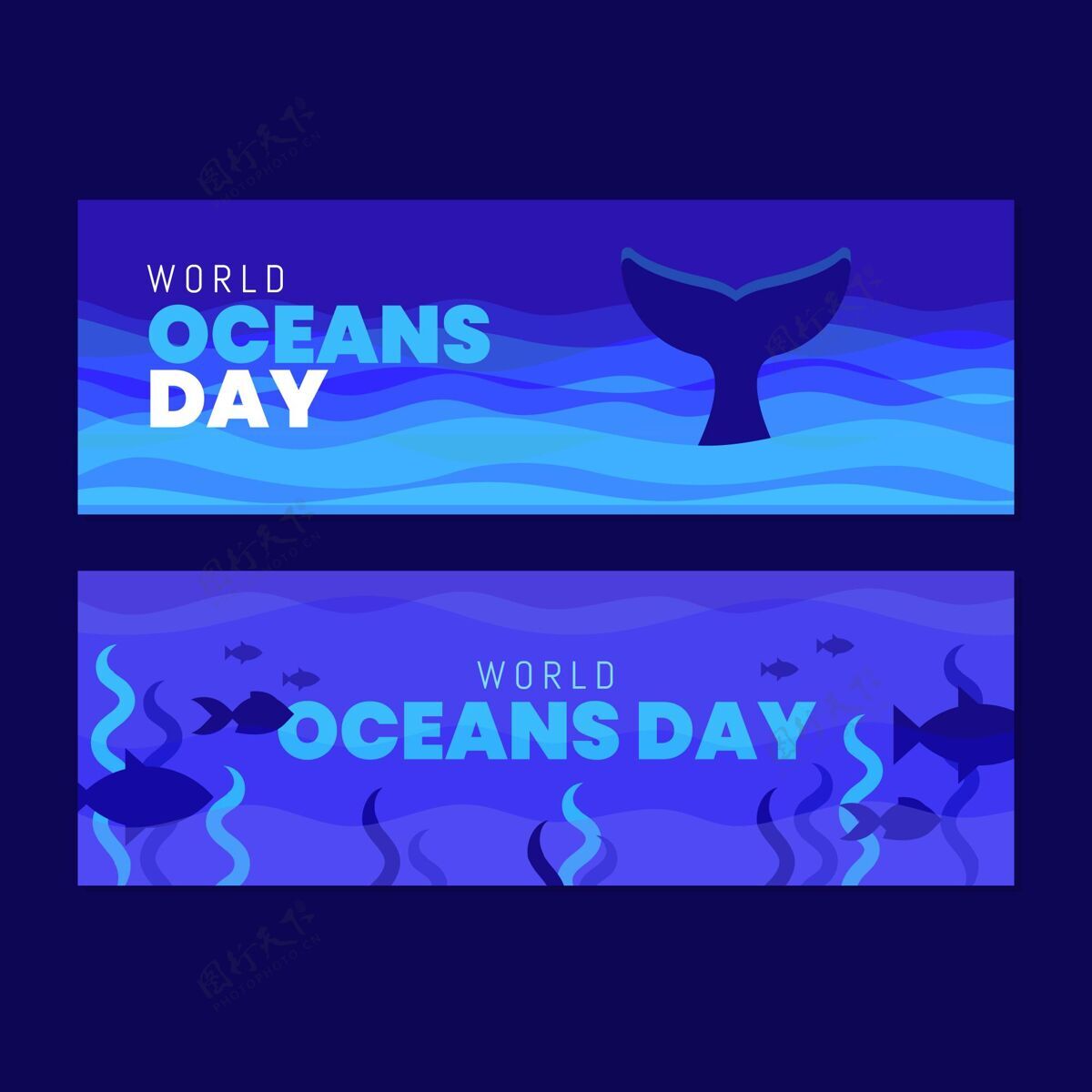 活动平面世界海洋日横幅集海洋日全球海洋
