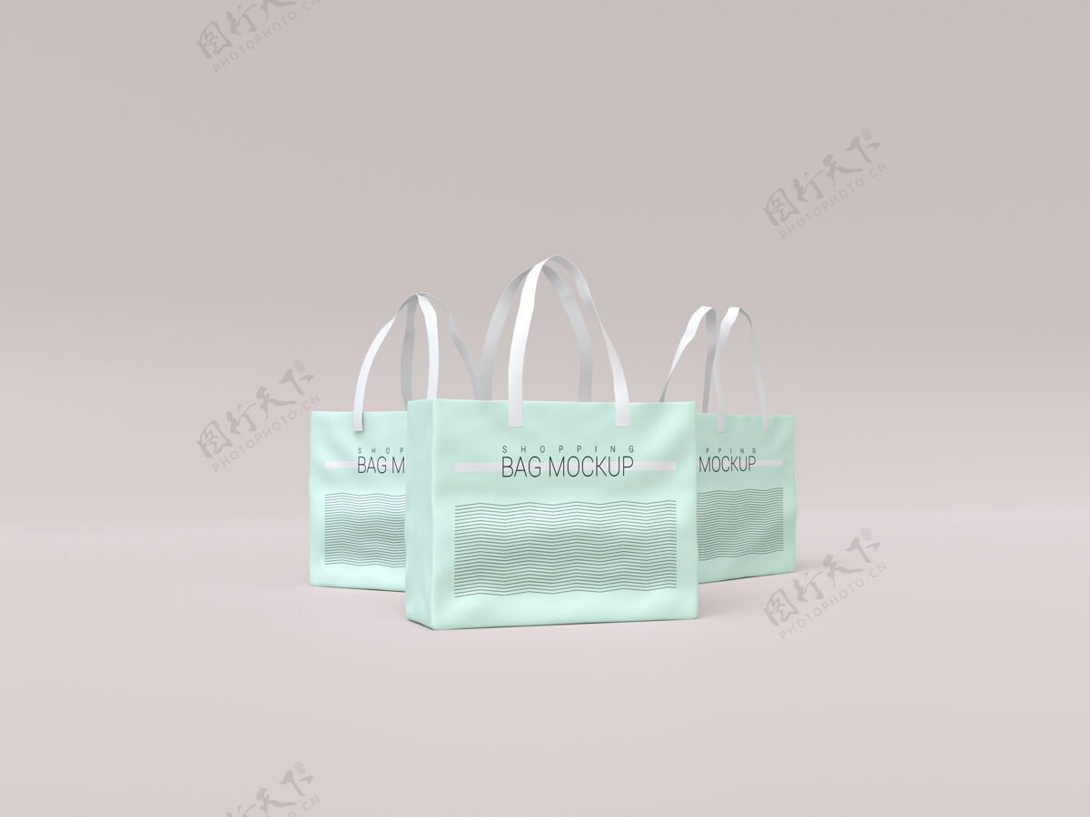 市场三个现实的购物袋模型塑料销售可定制