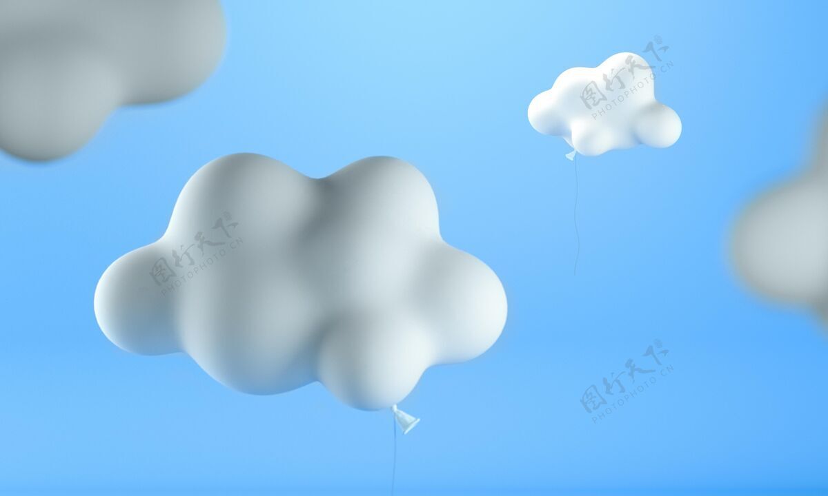 氦蓝色背景的云状气球气球乐趣天空