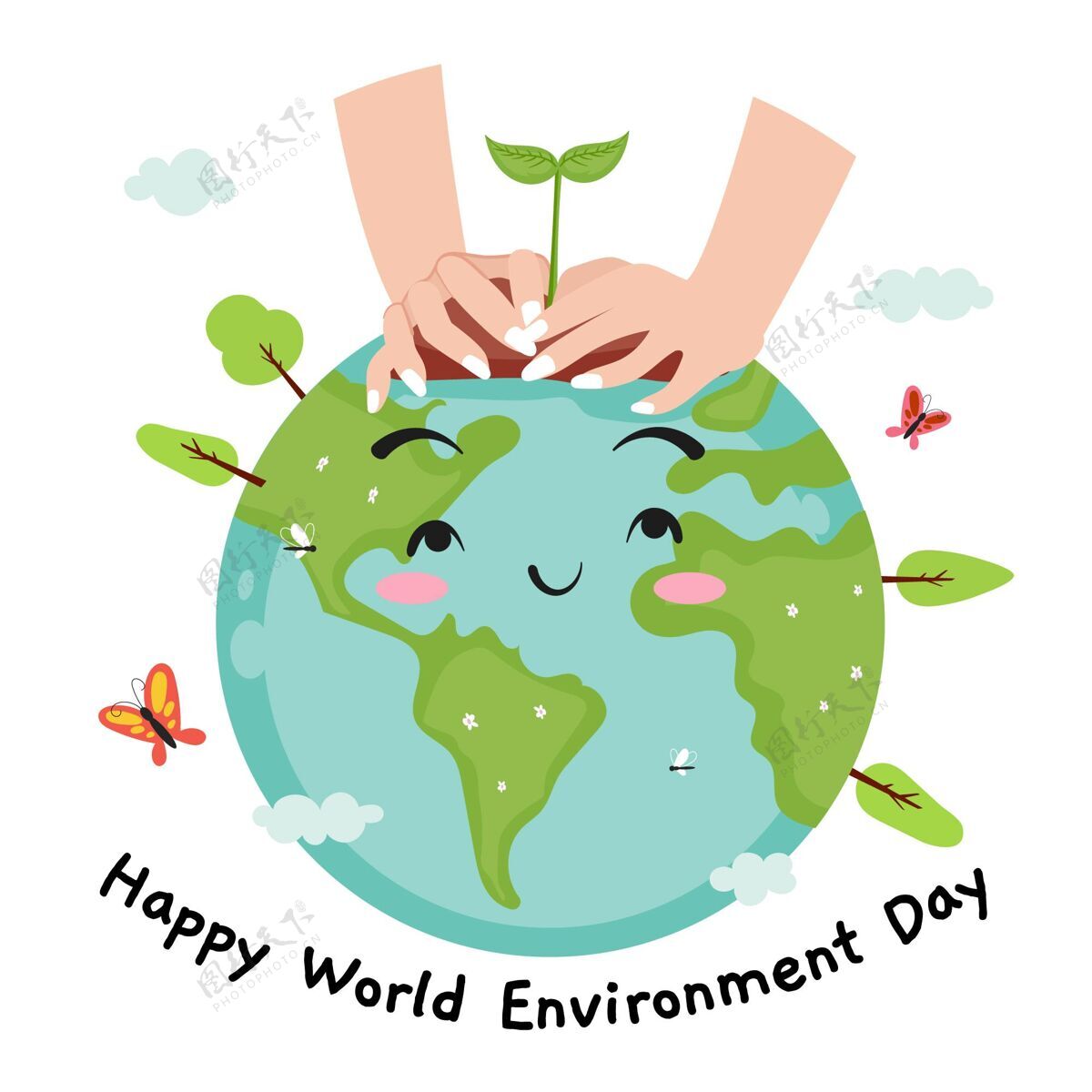 生态手绘世界环境日拯救地球插图保护世界环境日全球