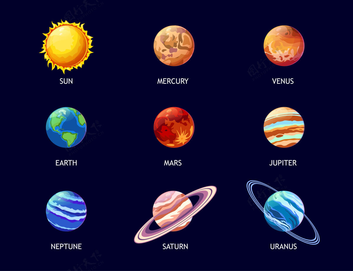 世界五彩缤纷的太阳系行星平面图片集金星行星天王星