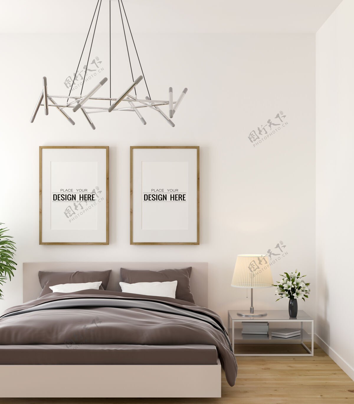 卧室海报框架模型室内卧室公寓墙模型