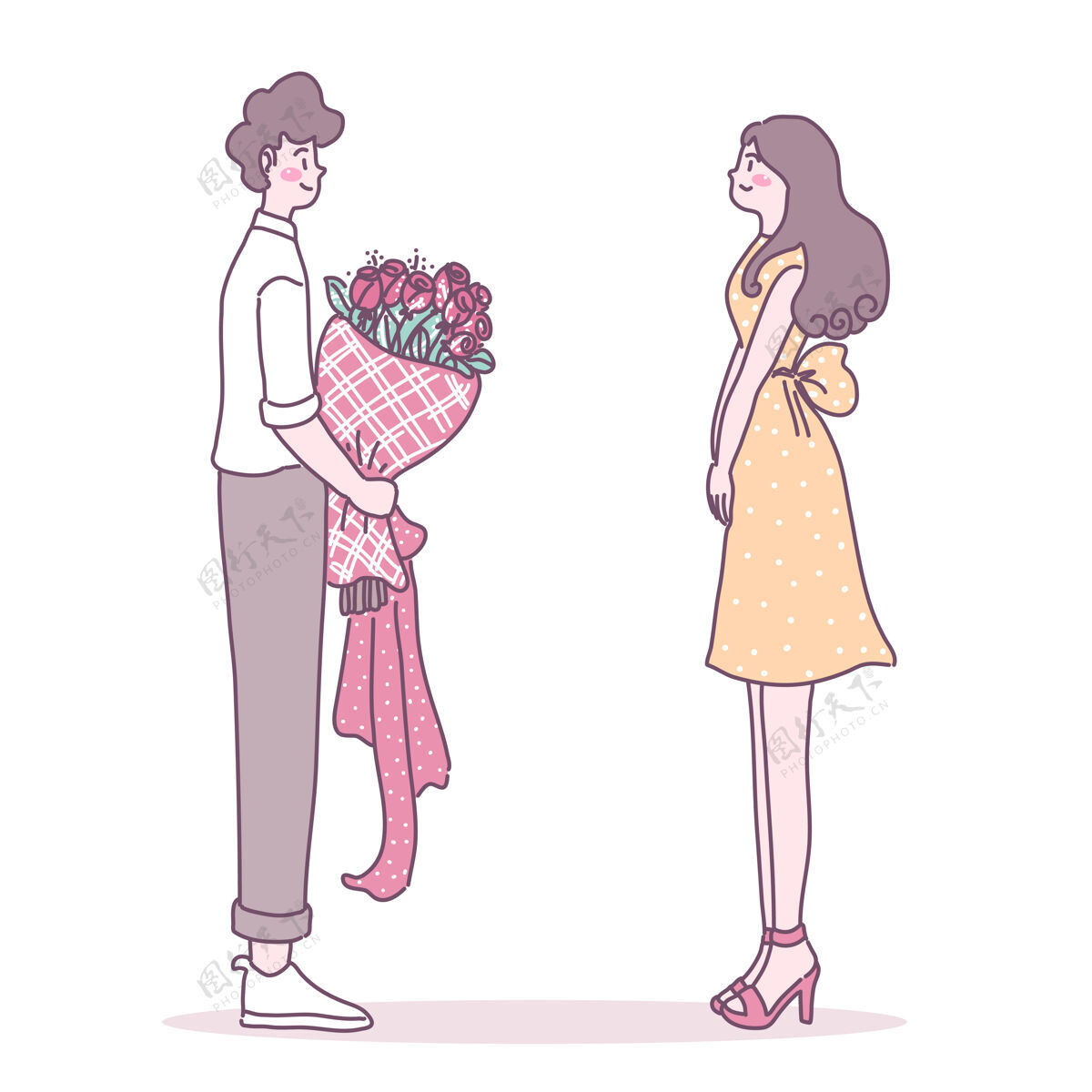女人一个给他爱的女人送花的男人祖母在一起年龄
