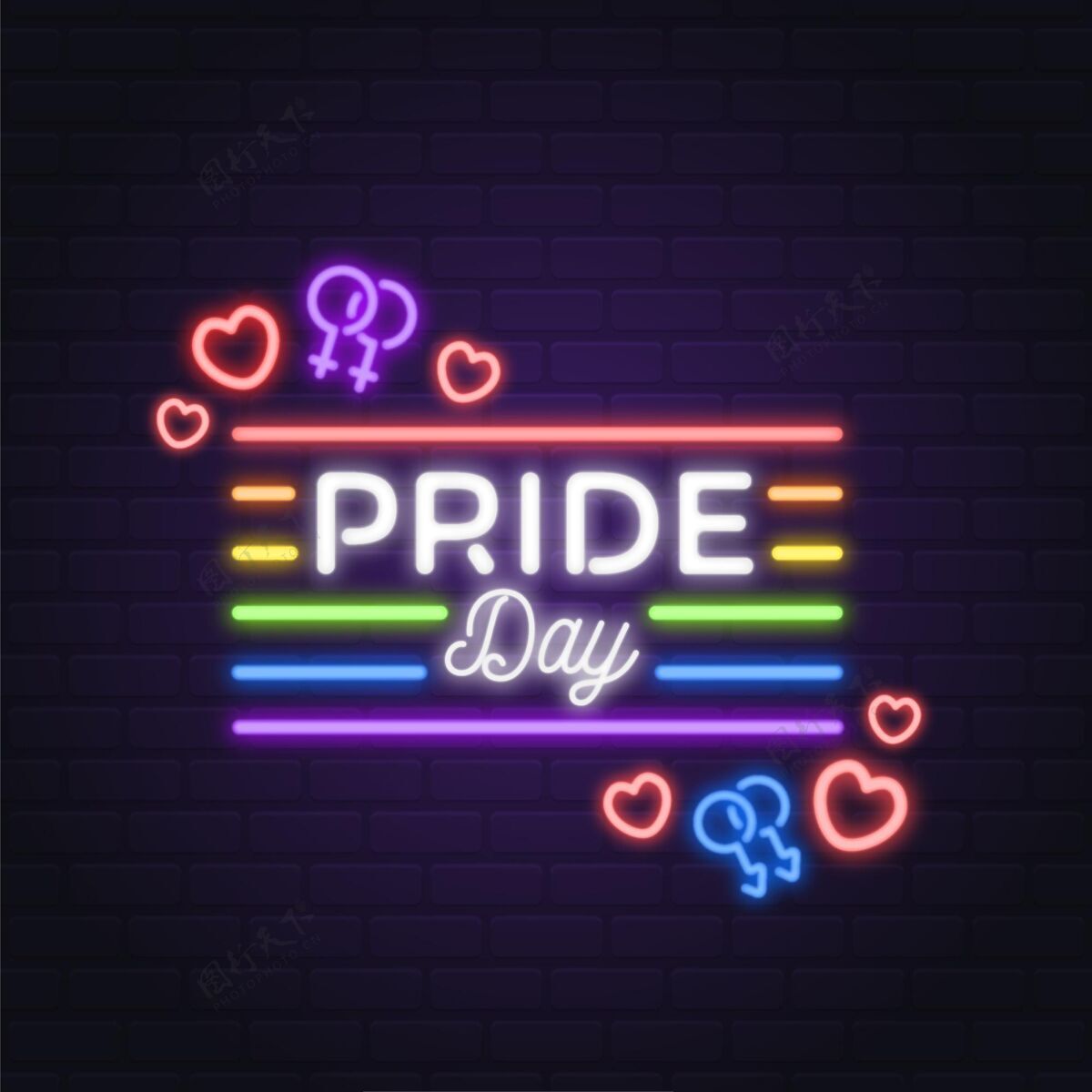 彩虹现实自豪日霓虹灯标志双性恋标志和符号彩虹旗