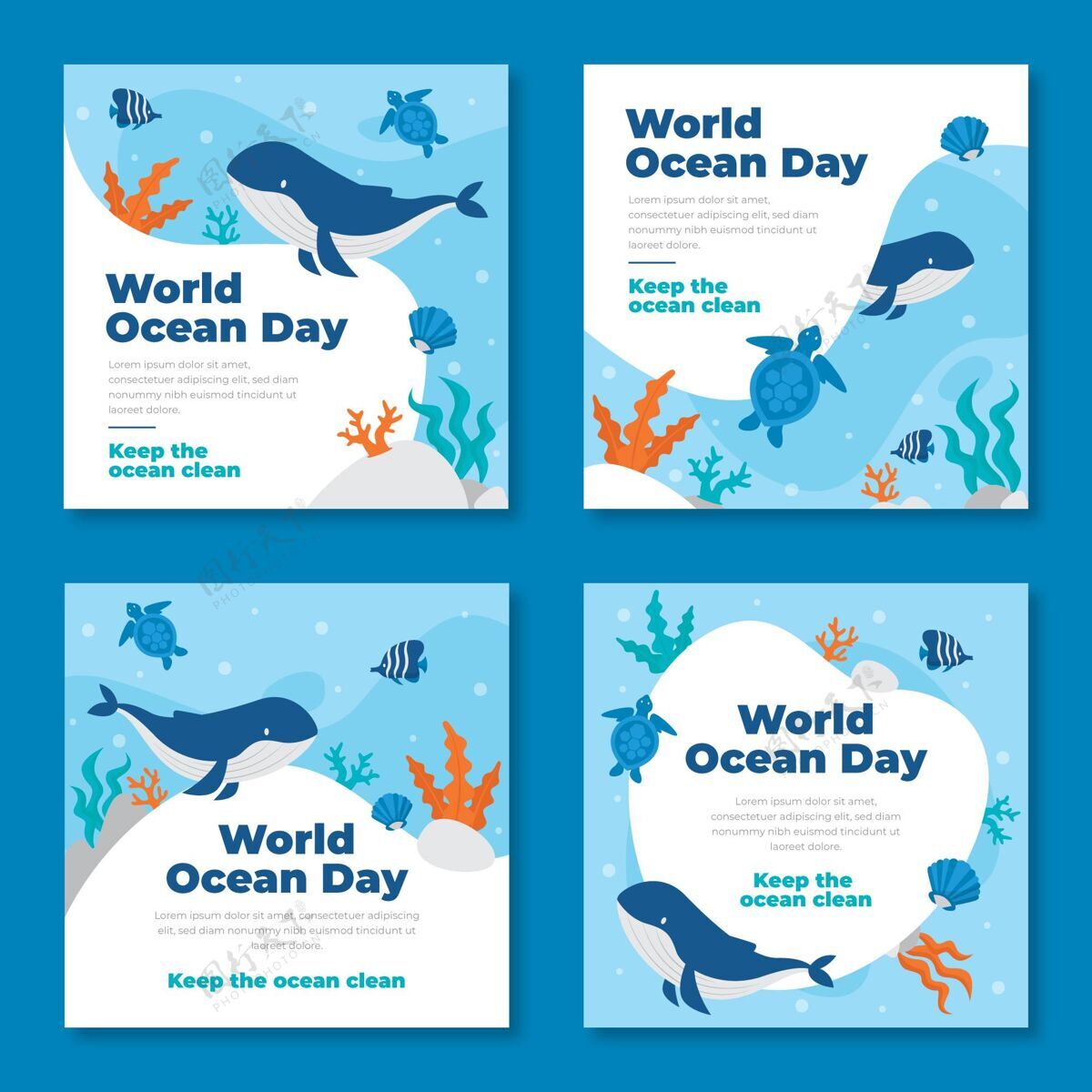 庆典平面世界海洋日instagram帖子集社交媒体发布星球分类