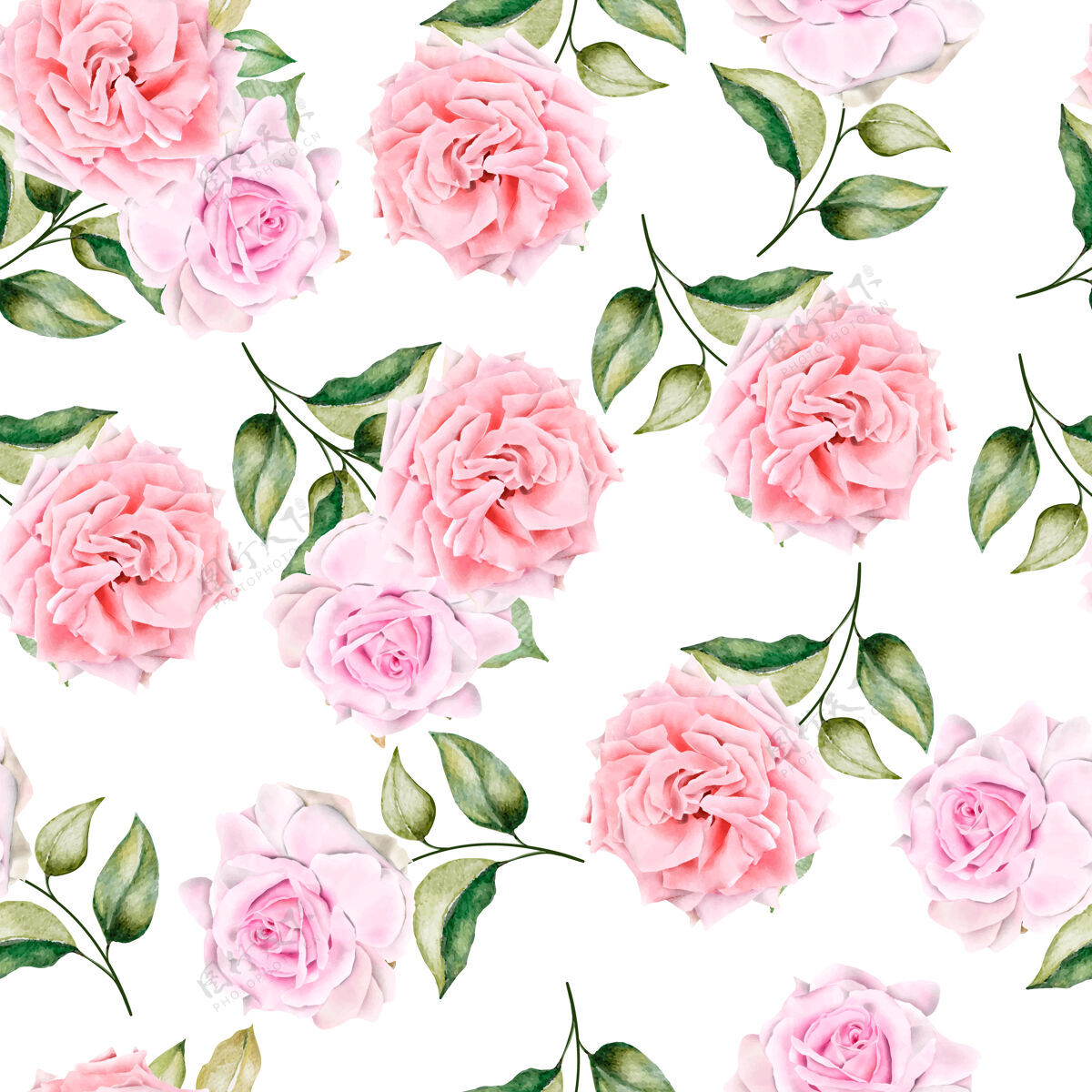 墙纸浪漫的花朵无缝图案粉红小调玫瑰