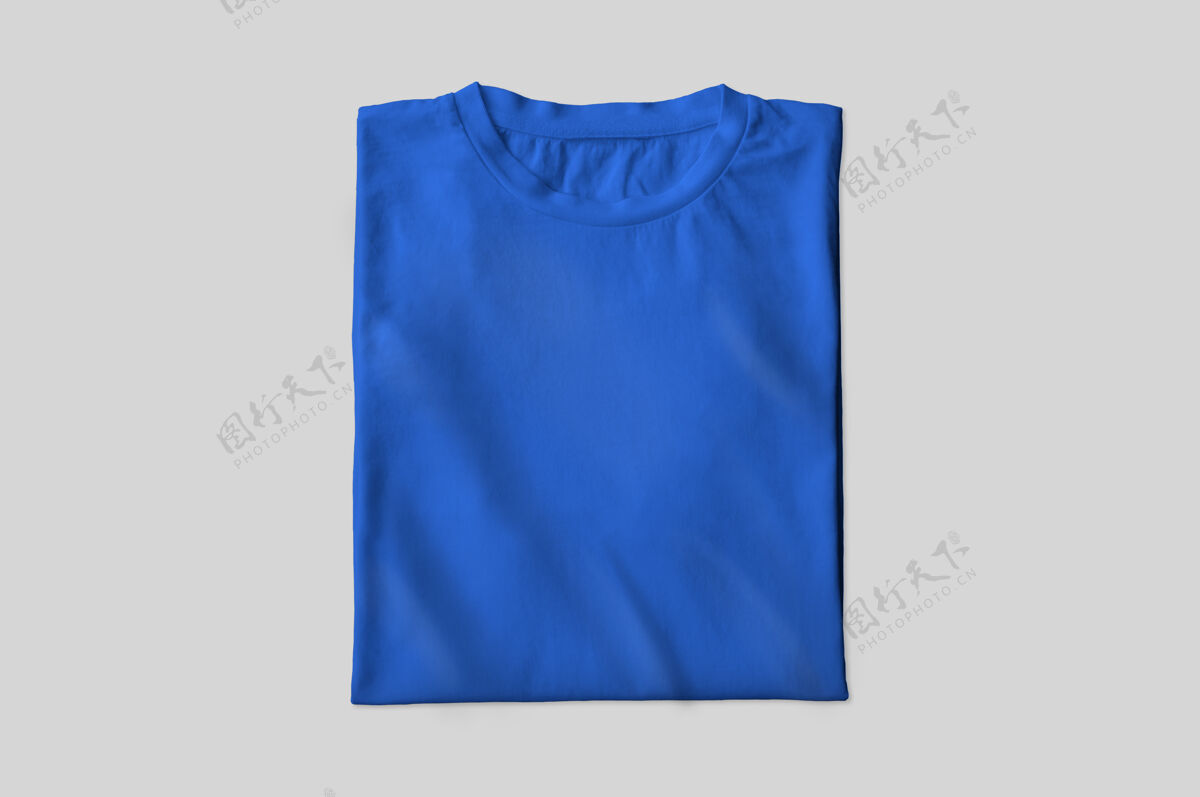 产品蓝色折叠t恤逼真蓝色T恤