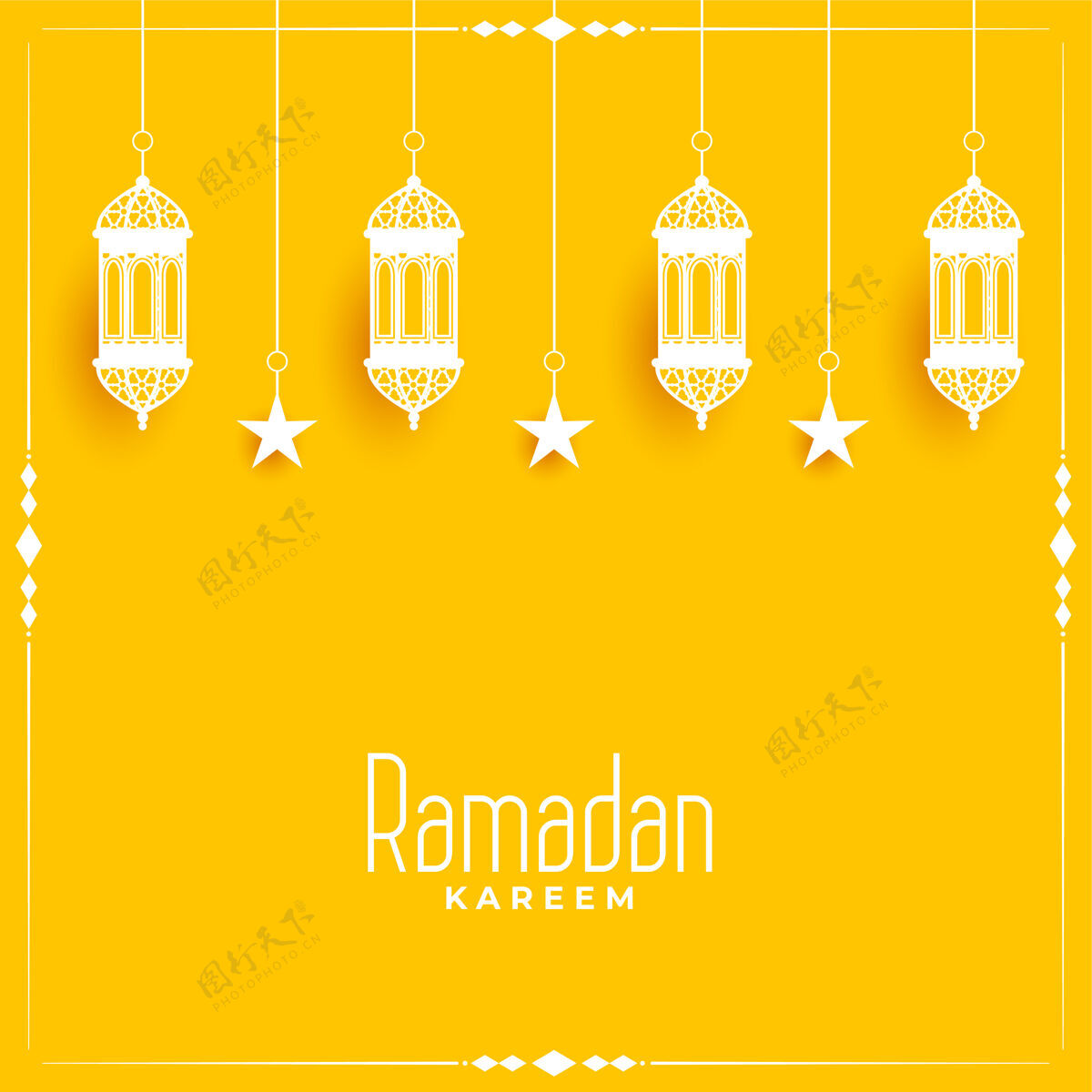 庆祝斋月卡里姆黄牌设计背景开斋节穆斯林伊斯兰