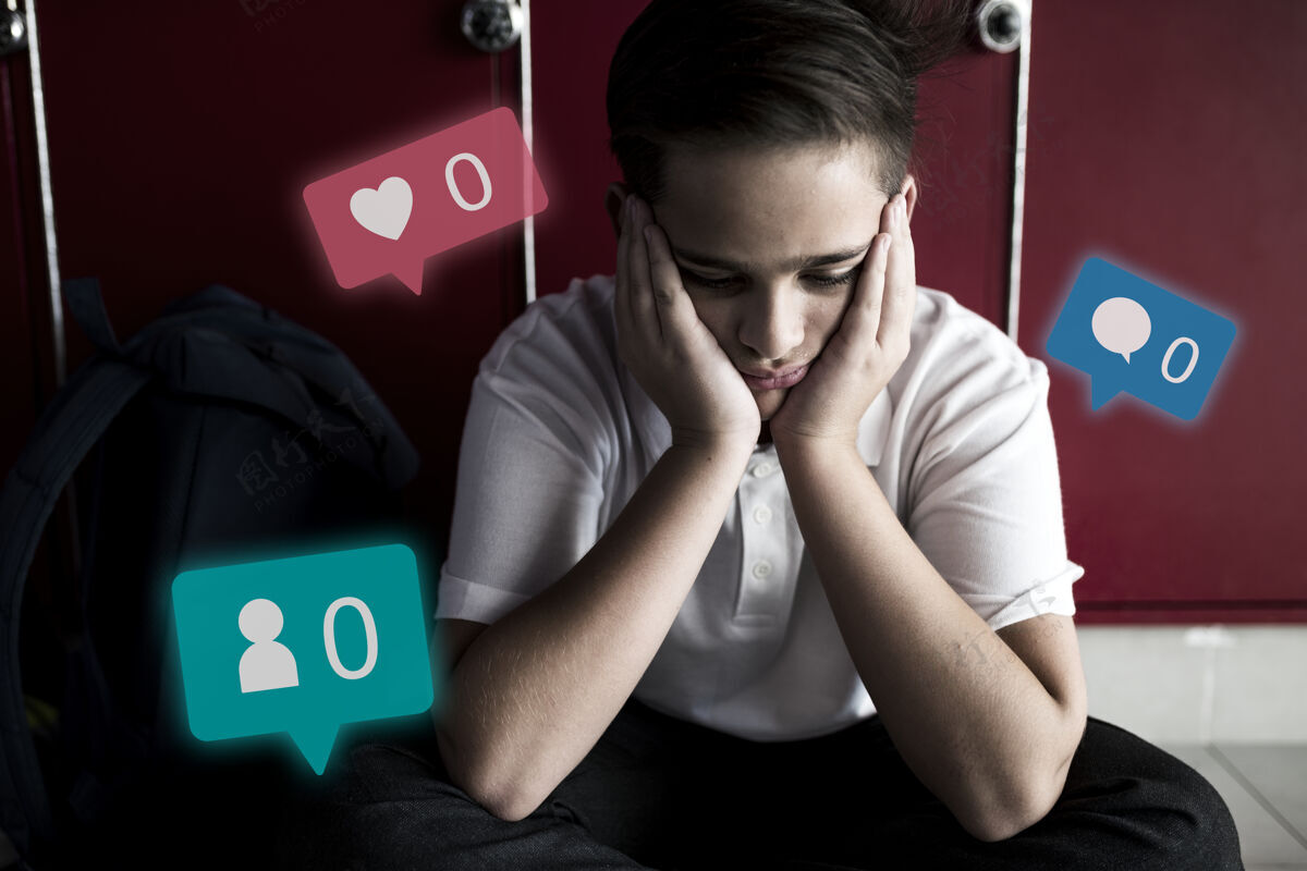 青少年不幸的青少年很少参与社交媒体消极通知抑郁