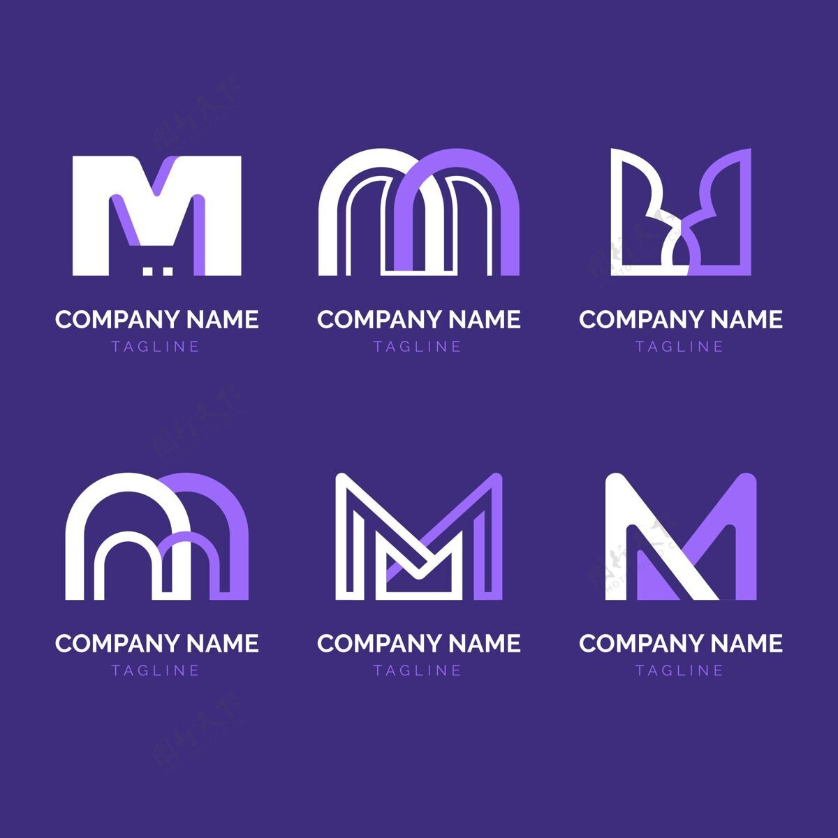 商业标志一套平面m标志模板标识M标志标志