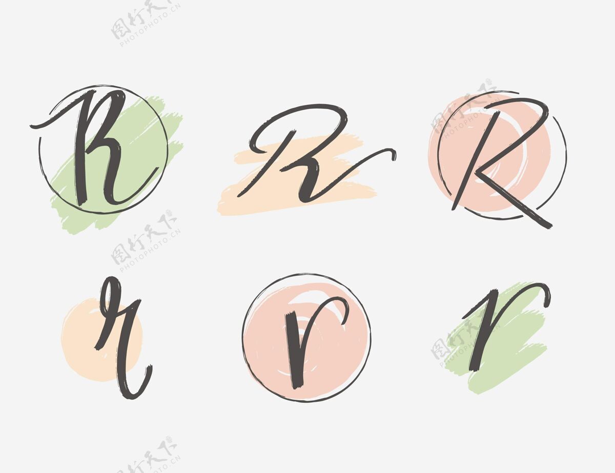 标志手绘r标志系列字母r分类标志模板