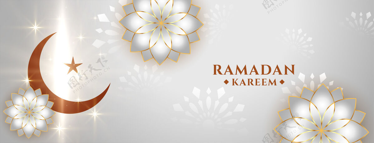 穆哈拉姆闪亮的ramadankareem阿拉伯风格装饰横幅宰牲节禁食摘要