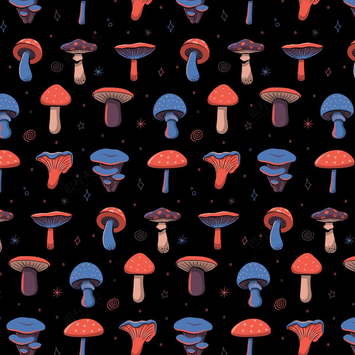 装饰图案手绘蘑菇图案图案装饰蘑菇
