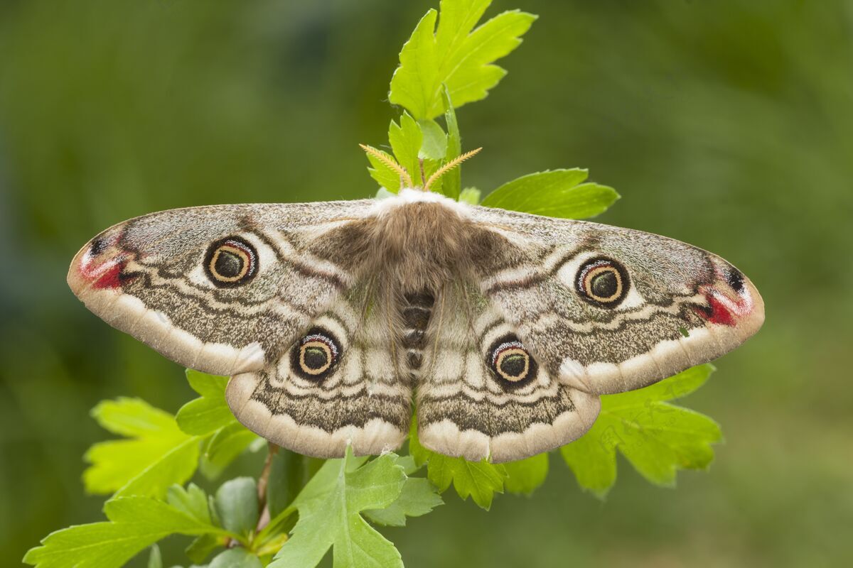 自然特写选择性聚焦拍摄一只美丽的蝴蝶坐在植物上蝴蝶植物学特写