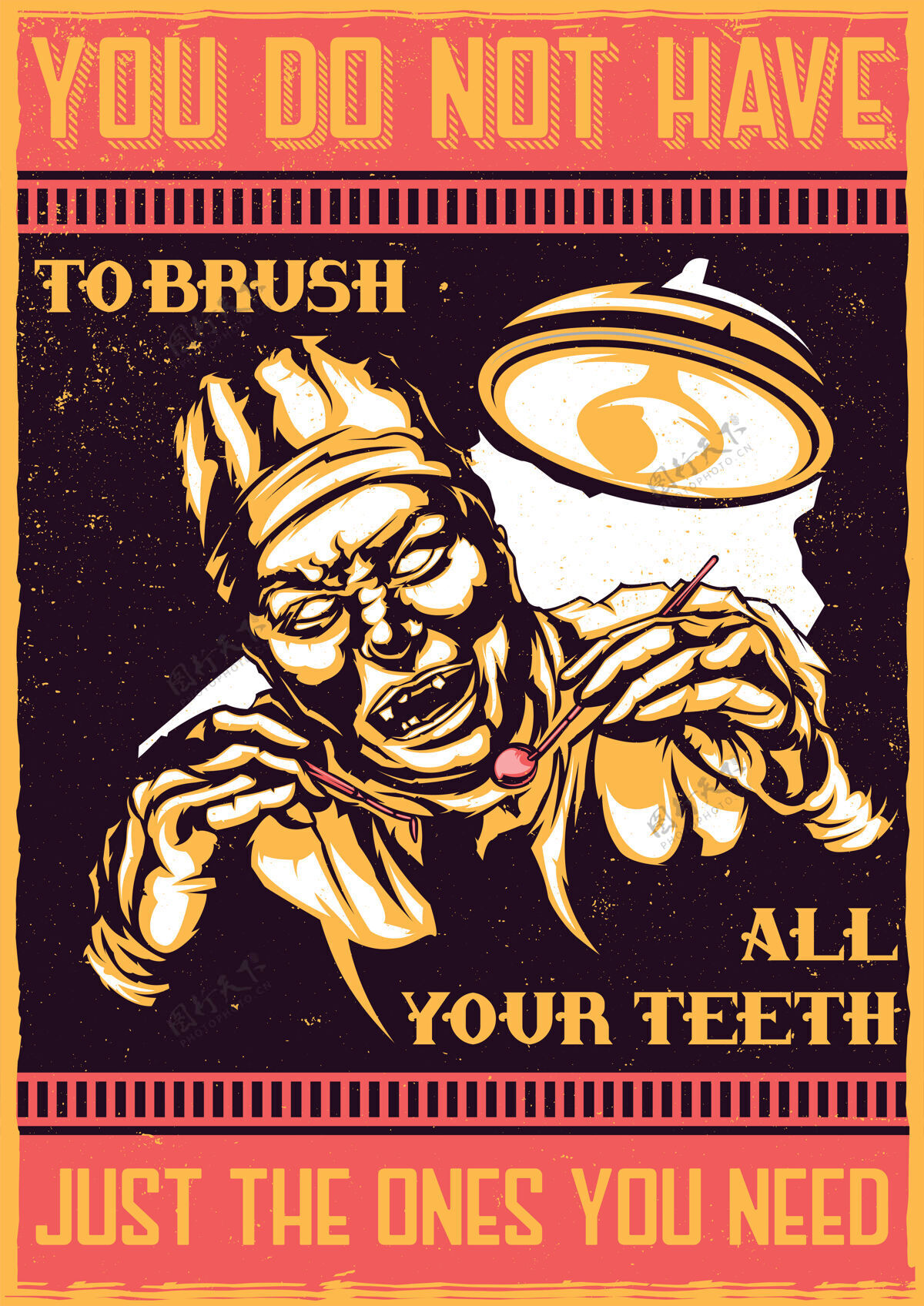 表情印有可怕的牙医的T恤或海报医生卫生情况