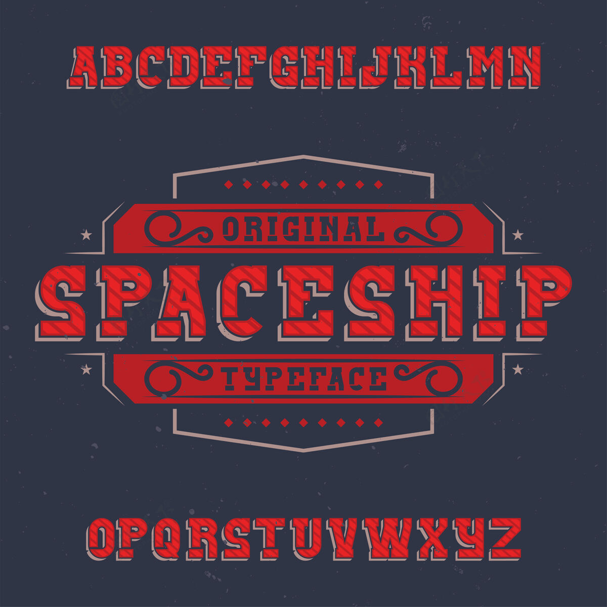 排版老式标签字体命名为太空船字母表框架复古