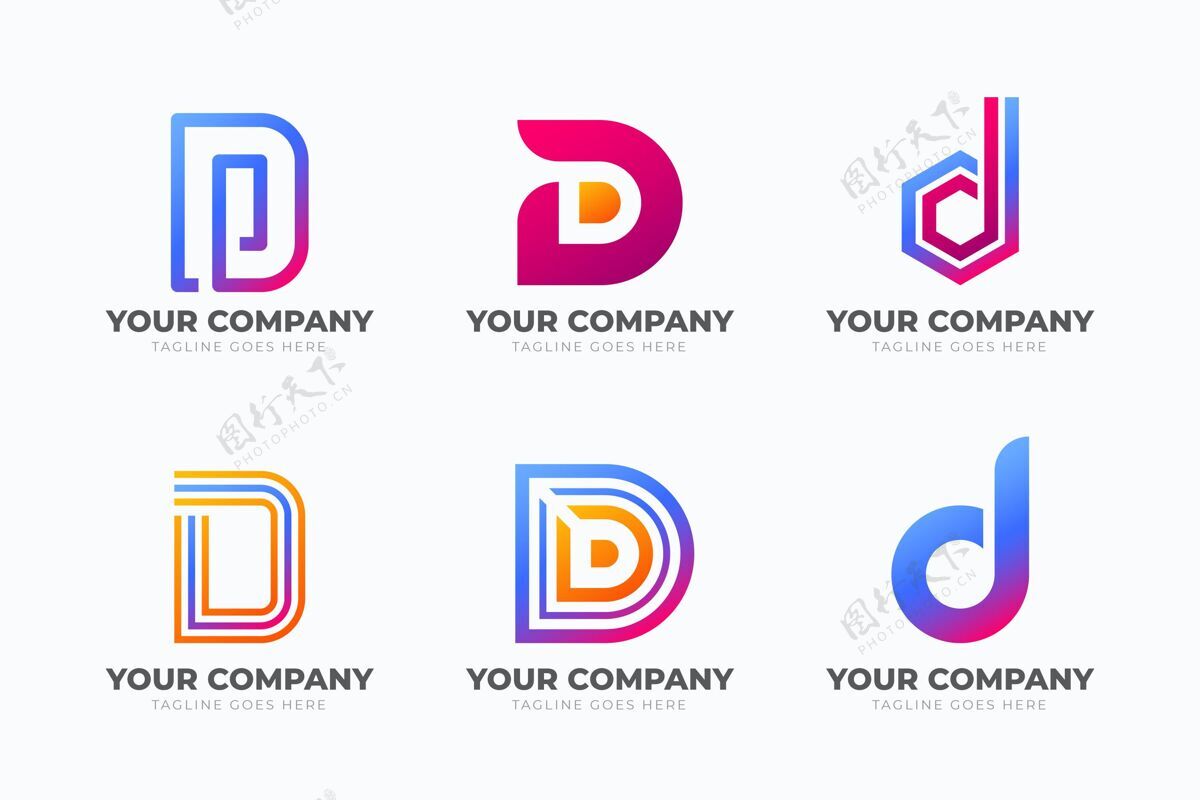 Logo收集不同的渐变d标志D标识标识品牌