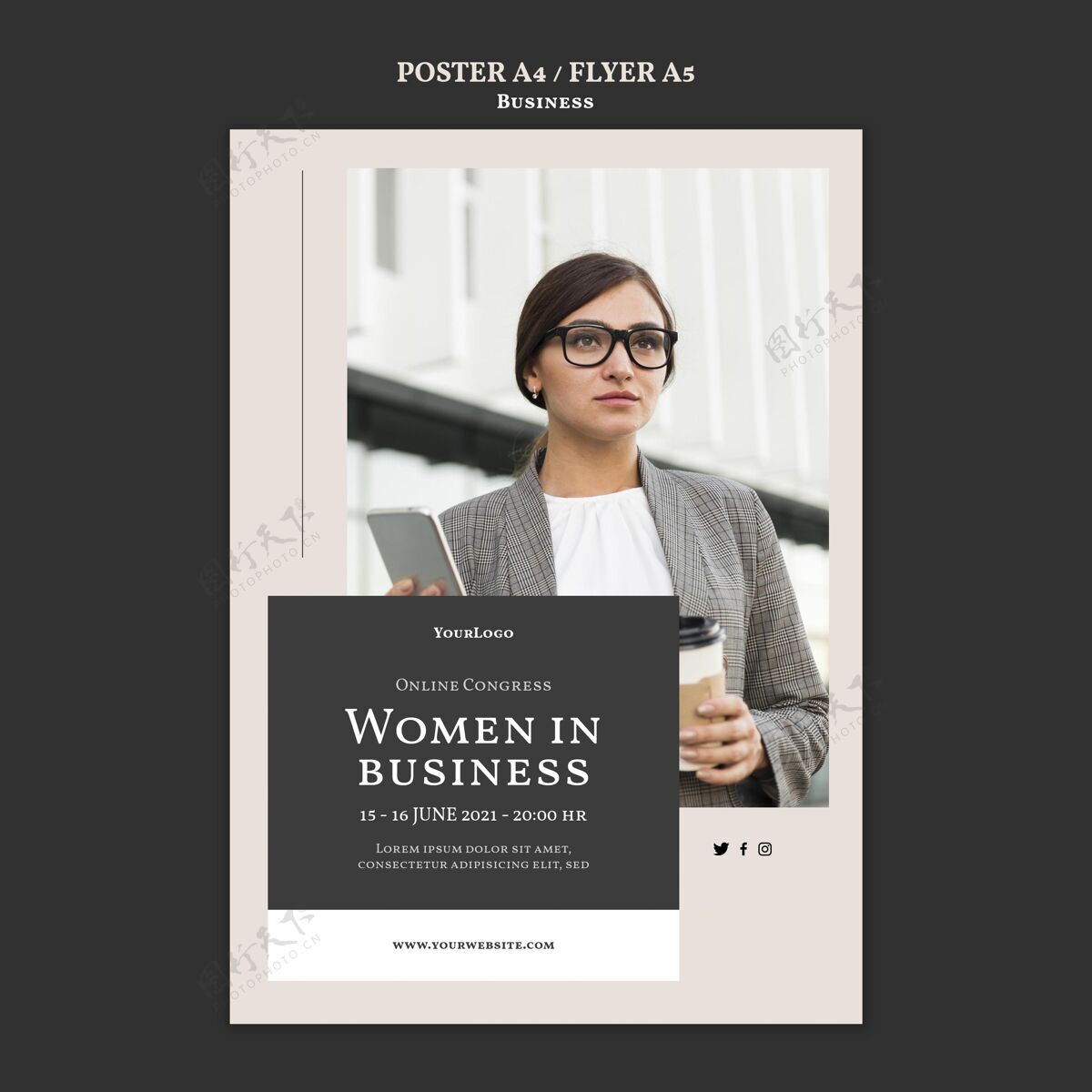 公司商业妇女大会海报模板女性工作在线
