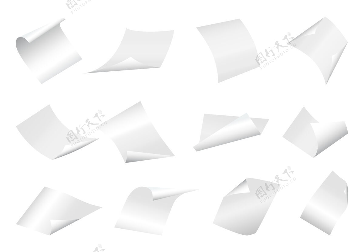 清洁飞的空白纸张与弯曲的角落文件文件注意