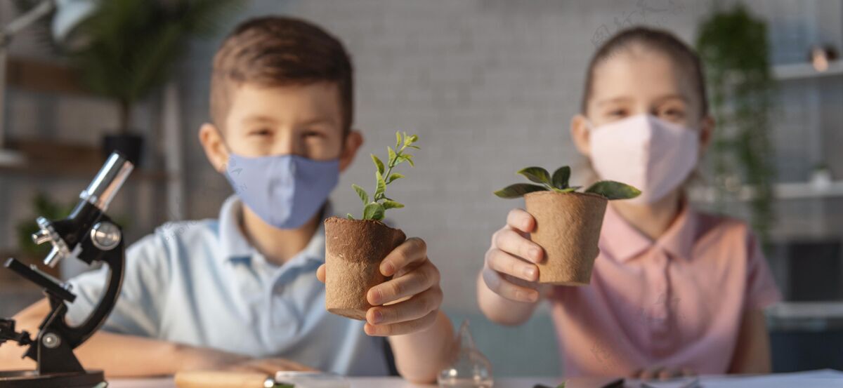 教育拿着花盆的中枪小孩实验科学面具