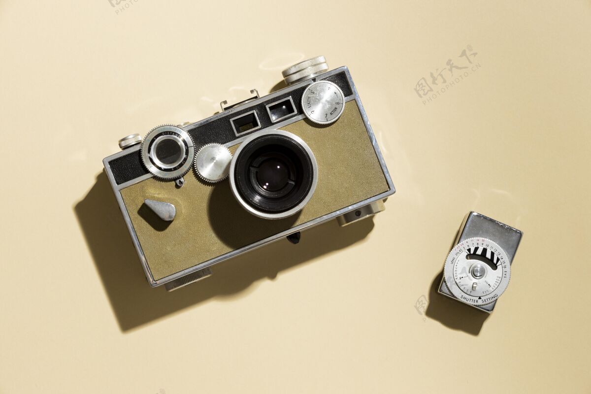 记忆复古相机组成古董摄影旧的