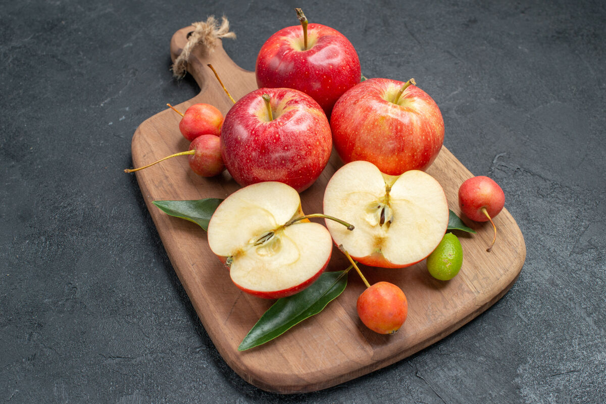 水果苹果开胃苹果柑橘樱桃的砧板壁板板蔬菜