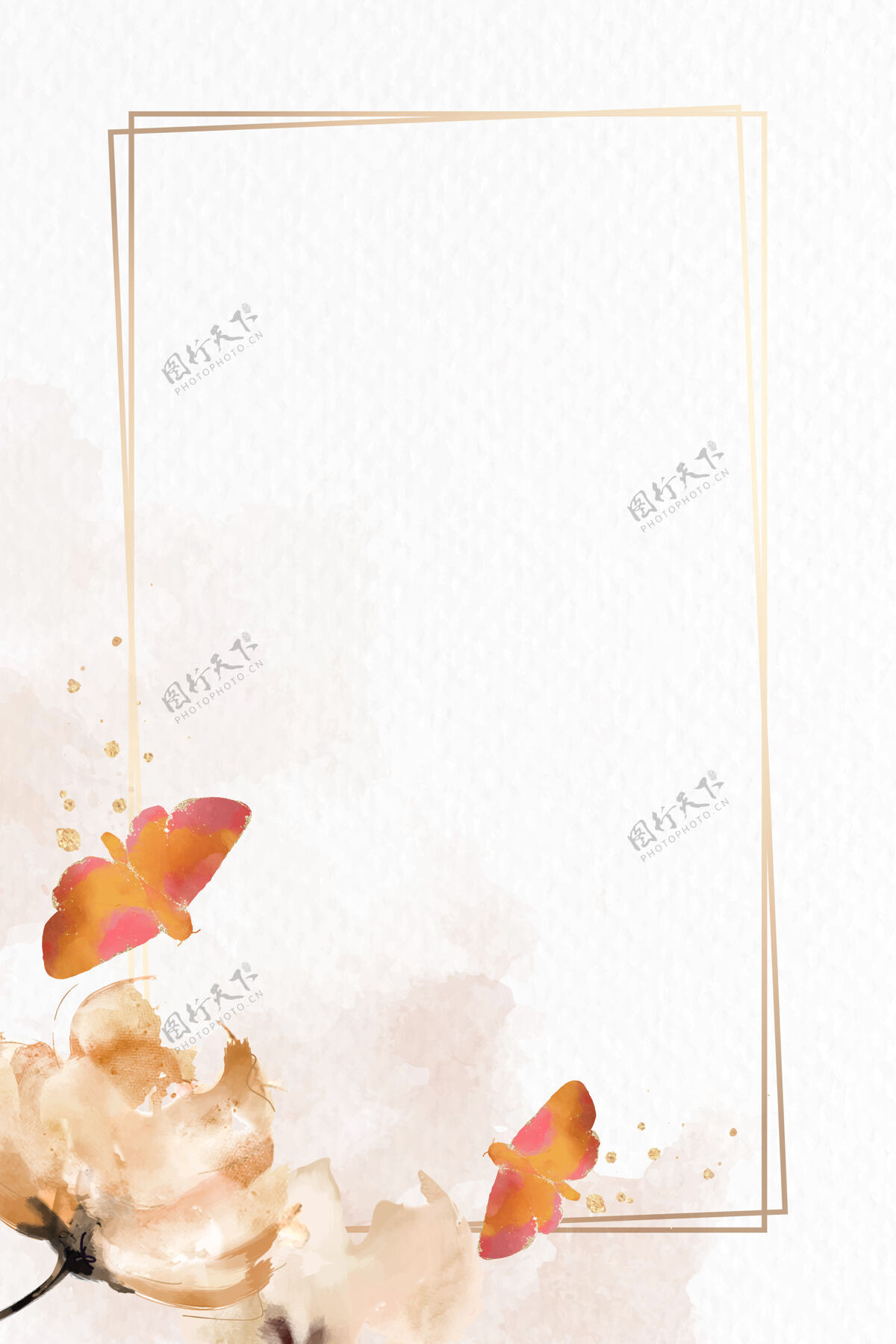 花卉飞蛾扑火水彩画框花卉油漆涂鸦