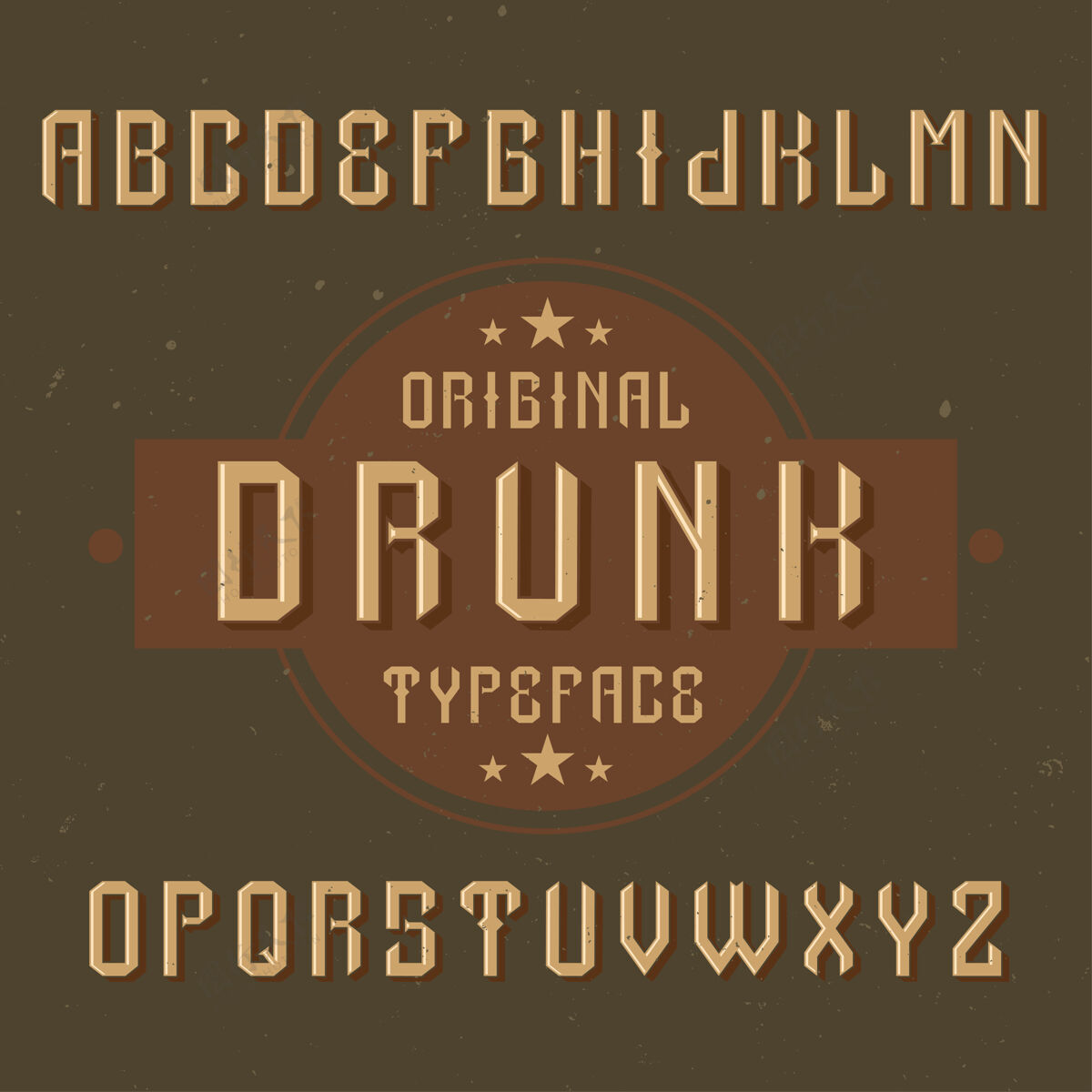圆圈原来的标签字体命名为“醉酒”很好地使用在任何标签设计标签排版醉酒