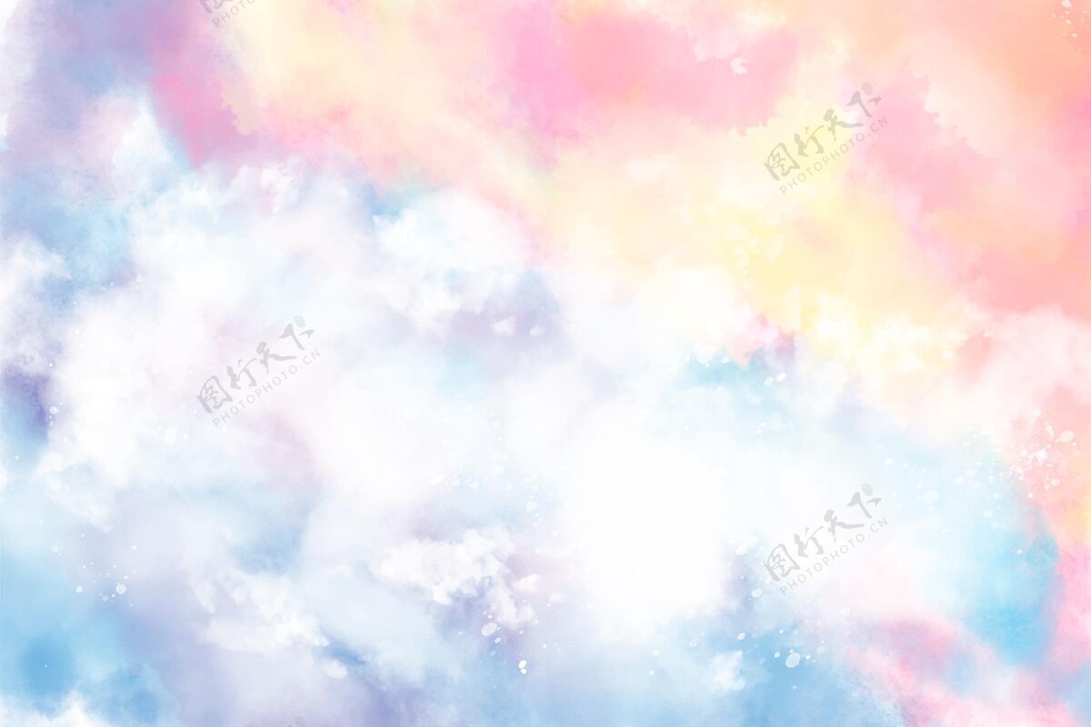 手绘手绘水彩粉彩天空背景粉彩背景粉彩水彩背景
