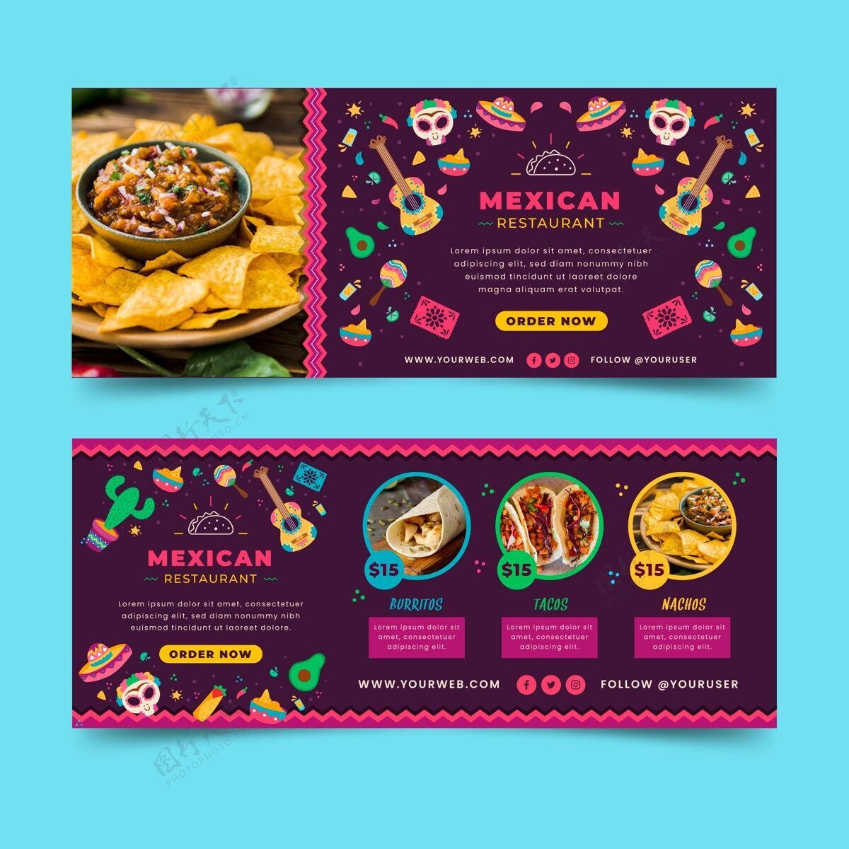 墨西哥墨西哥食品横幅模板与照片美食墨西哥餐厅墨西哥菜