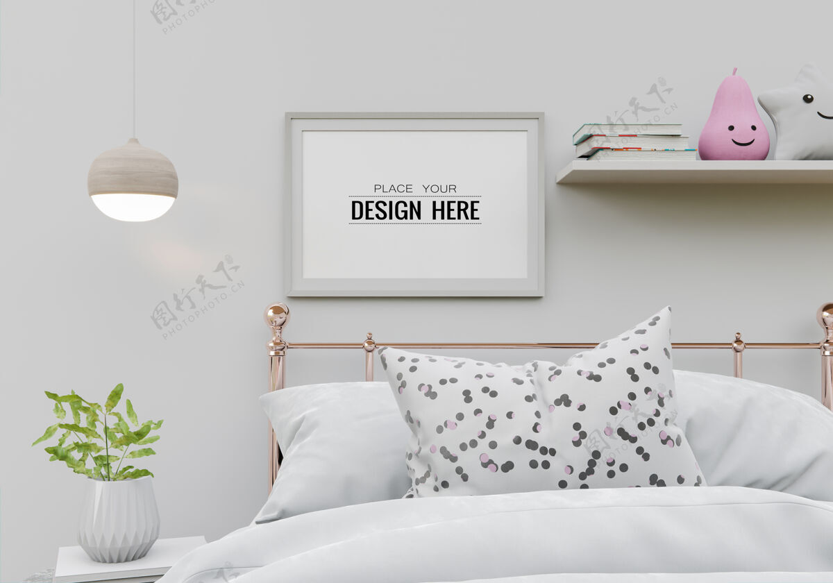 公寓海报框架模型室内卧室房间家具床