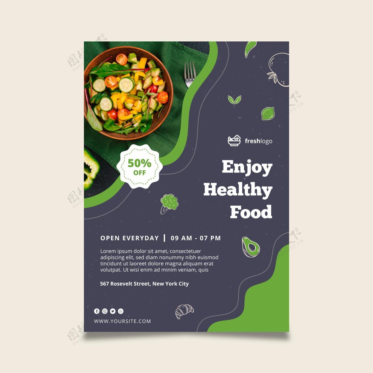 健康生物和健康食品海报与照片食品生物美味