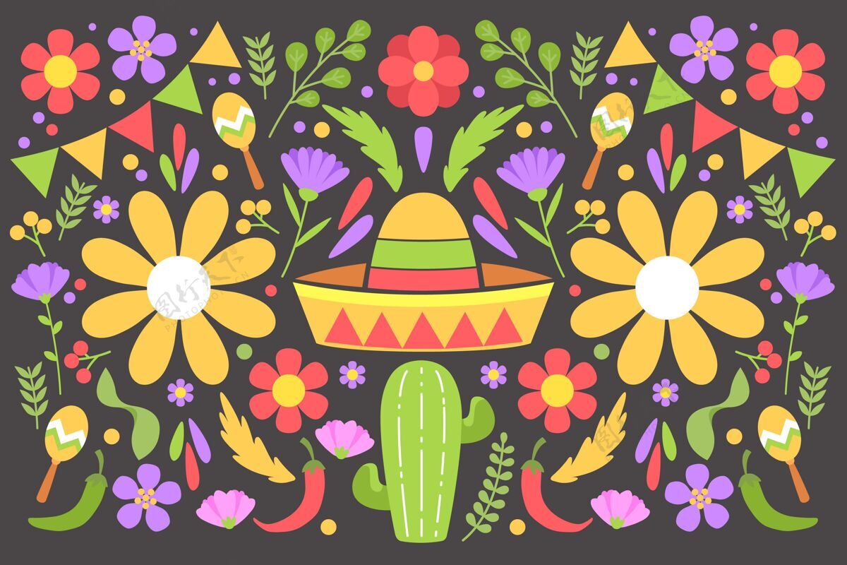 壁纸平淡的墨西哥背景节日彩色庆典