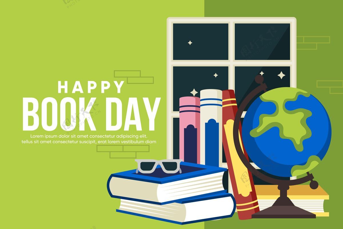 版权日平面世界图书日插画故事平面设计阅读