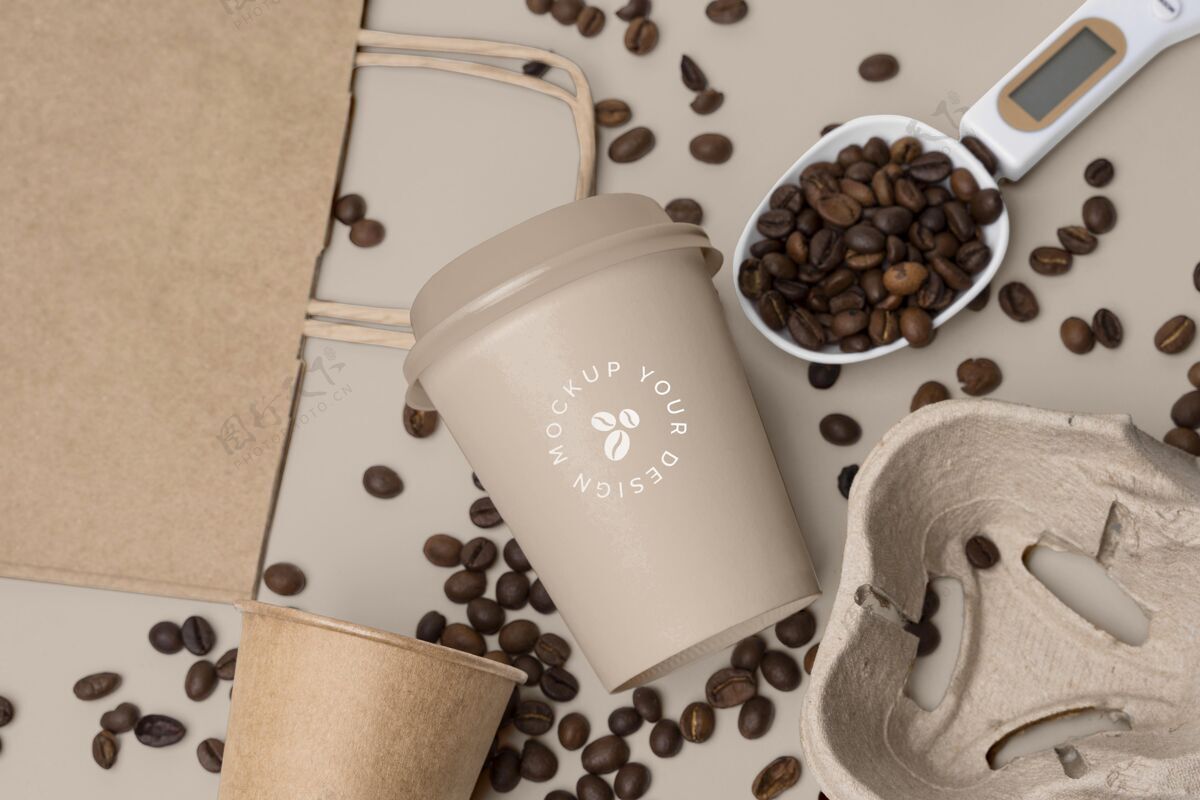 塑料杯咖啡豆塑料杯品牌咖啡模型标签
