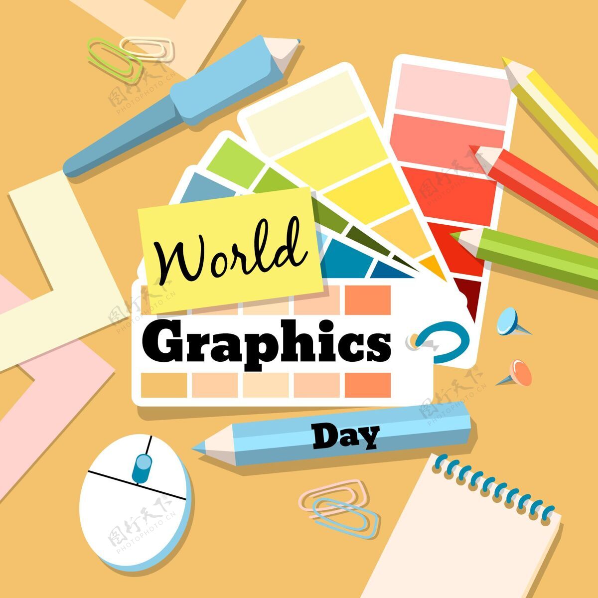 庆典手绘世界图形日插画国际传播设计形状设计