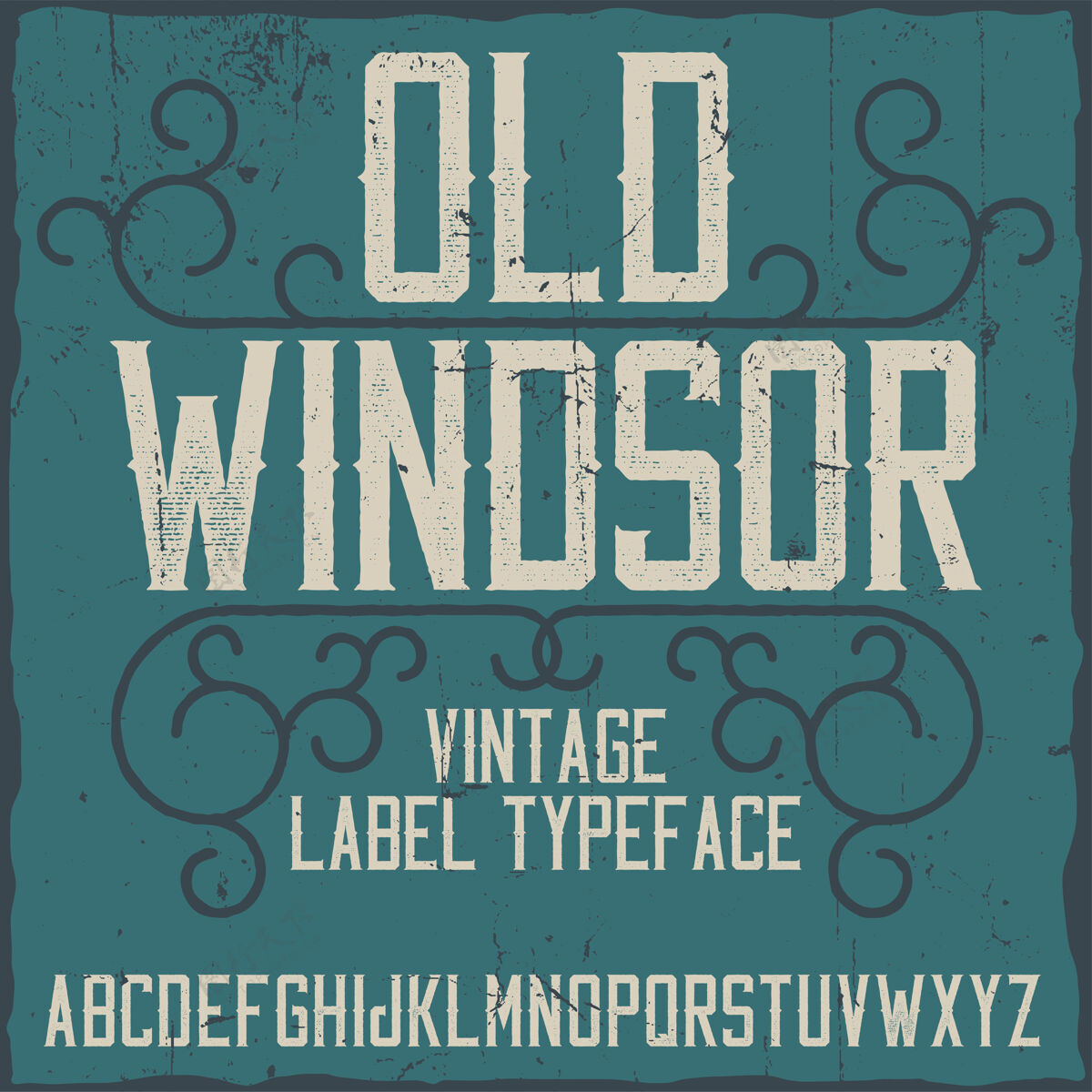 顺序老式标签字体命名为旧温莎覆盖排版Abcd