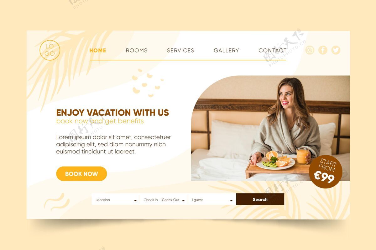 网页模板现代酒店登录页模板与照片信息旅行酒店