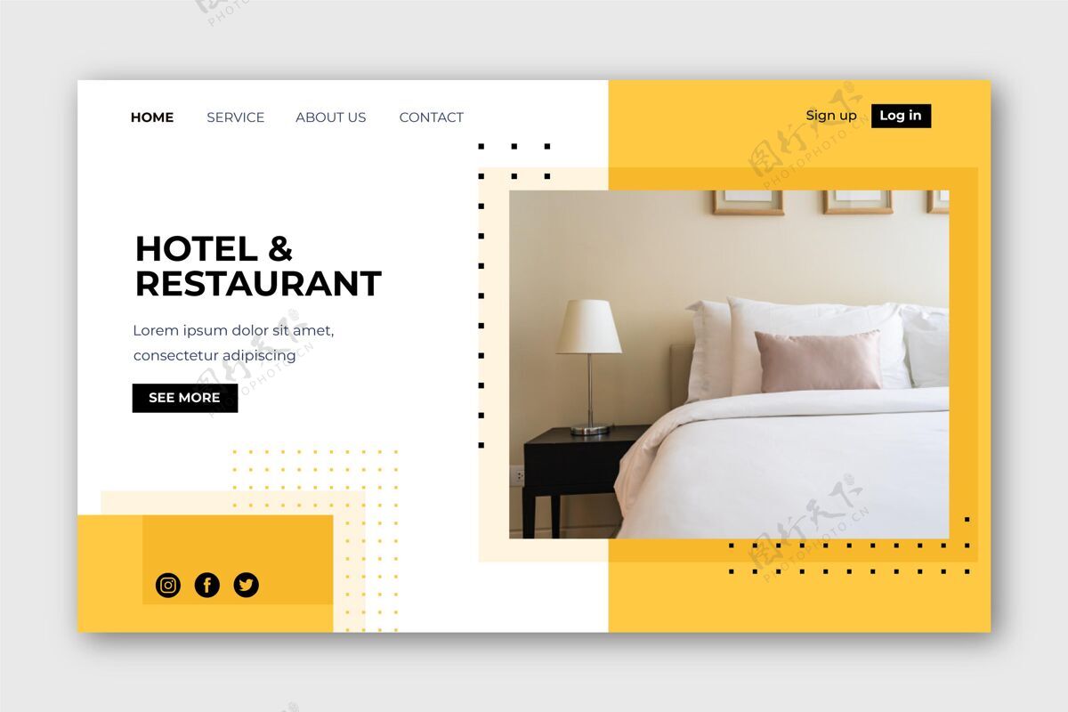 主页酒店登录页模板与照片内部客房网页模板