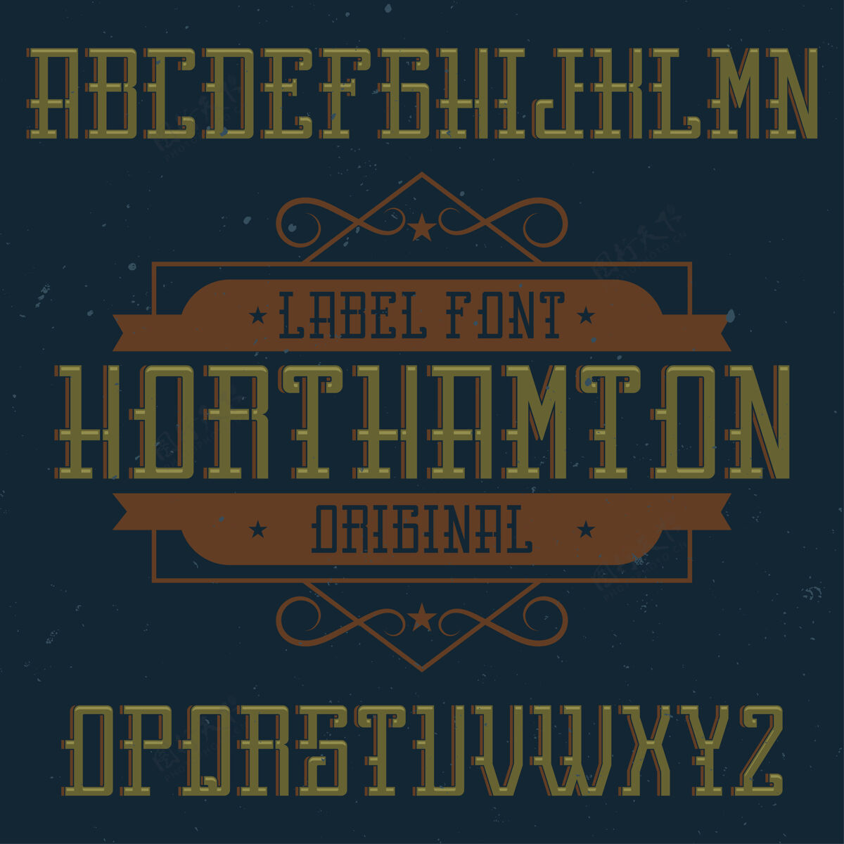 打字复古标签字体命名为northamton.good字体使用任何复古标签或标志徽章设置排版
