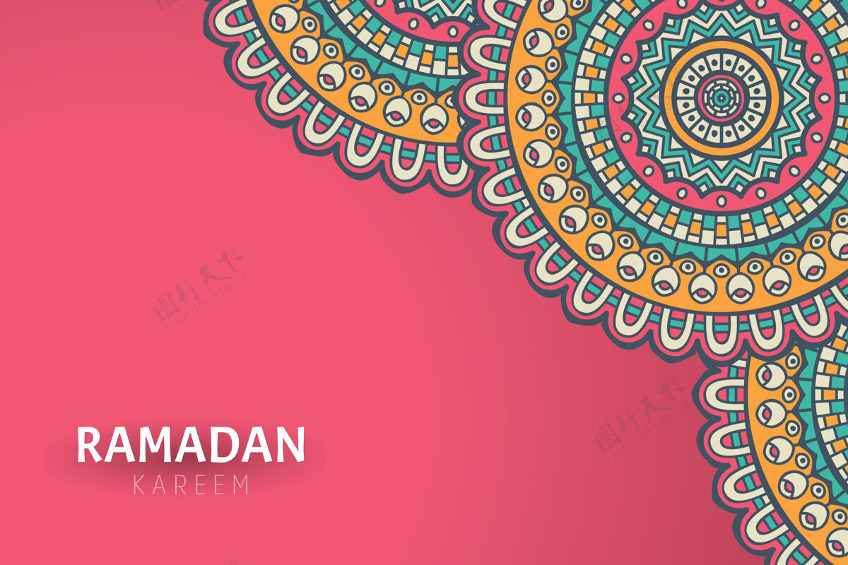 花卉Ramadamkareem背景和曼荼罗装饰背景螺旋锦缎