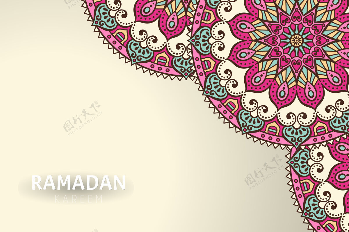 花卉Ramadamkareem背景和曼荼罗装饰伊斯兰漩涡文化