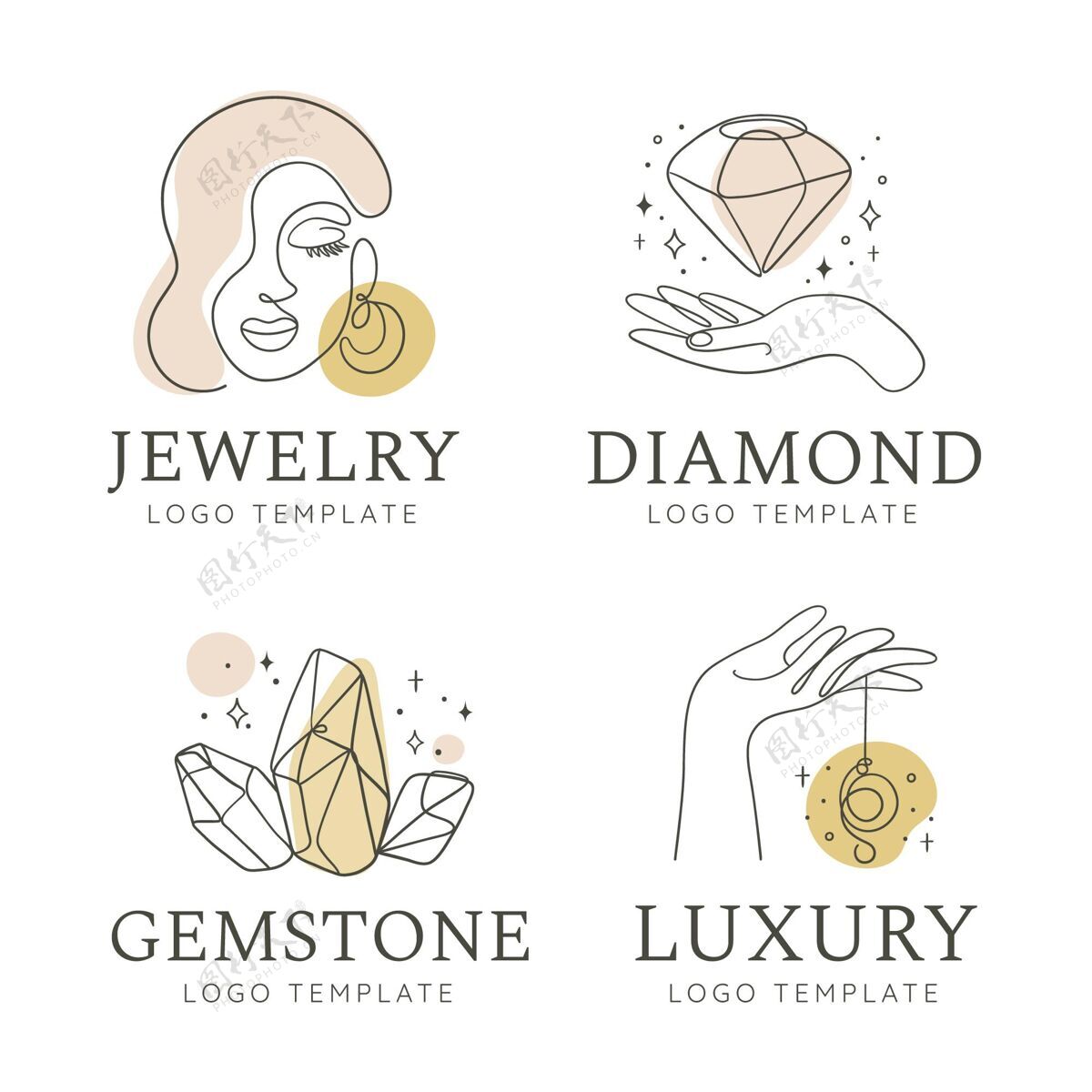 公司手绘珠宝标志套装珠宝品牌企业标识