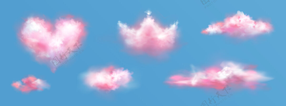 空气粉色的云朵在头顶 心形的云朵在天空梦心抽象