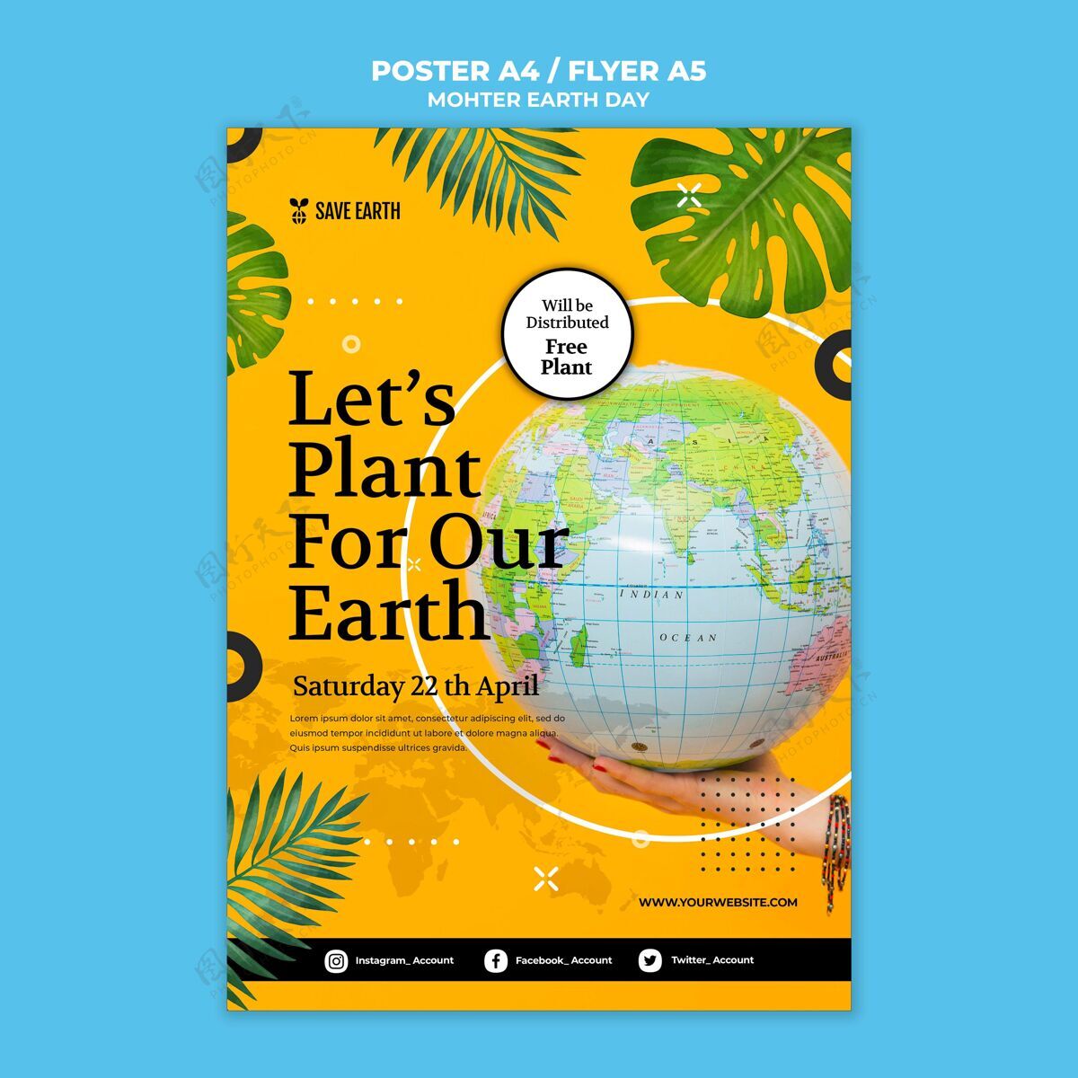 印刷模板地球母亲日海报模板环境海报可持续发展