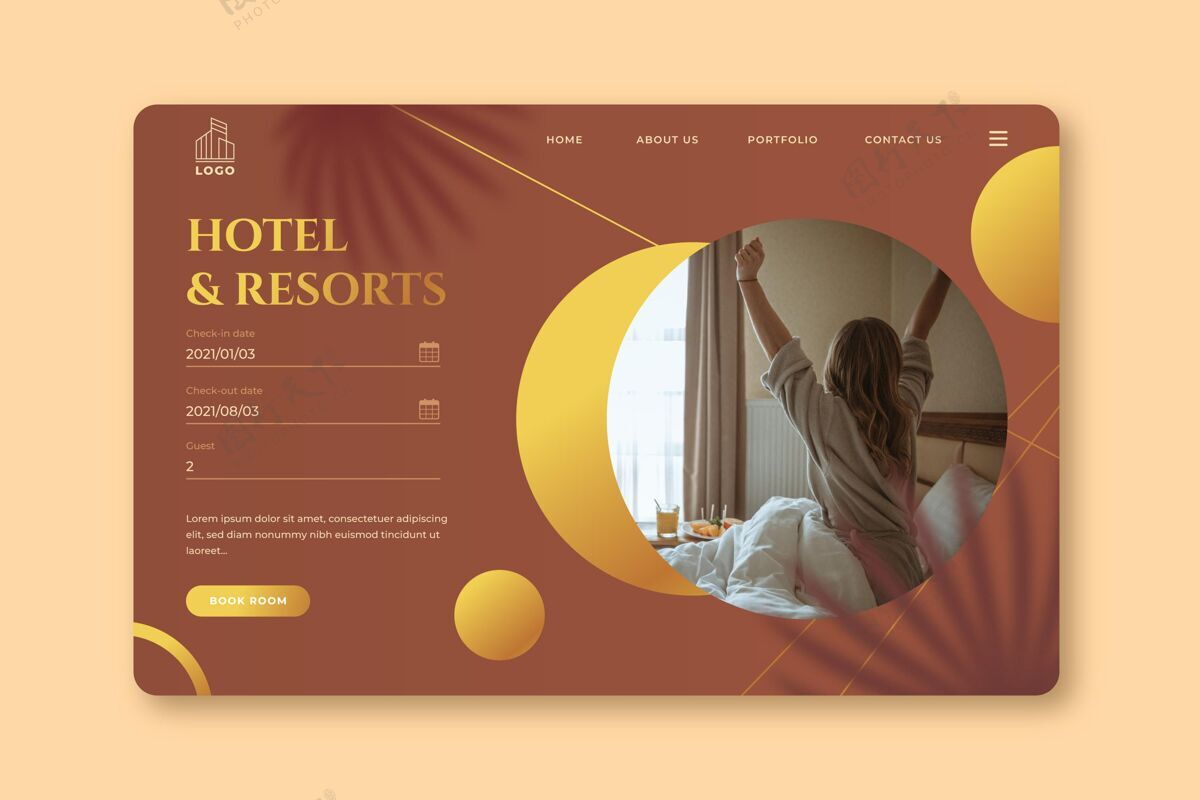 内部酒店登录页与照片登录页网页模板模板
